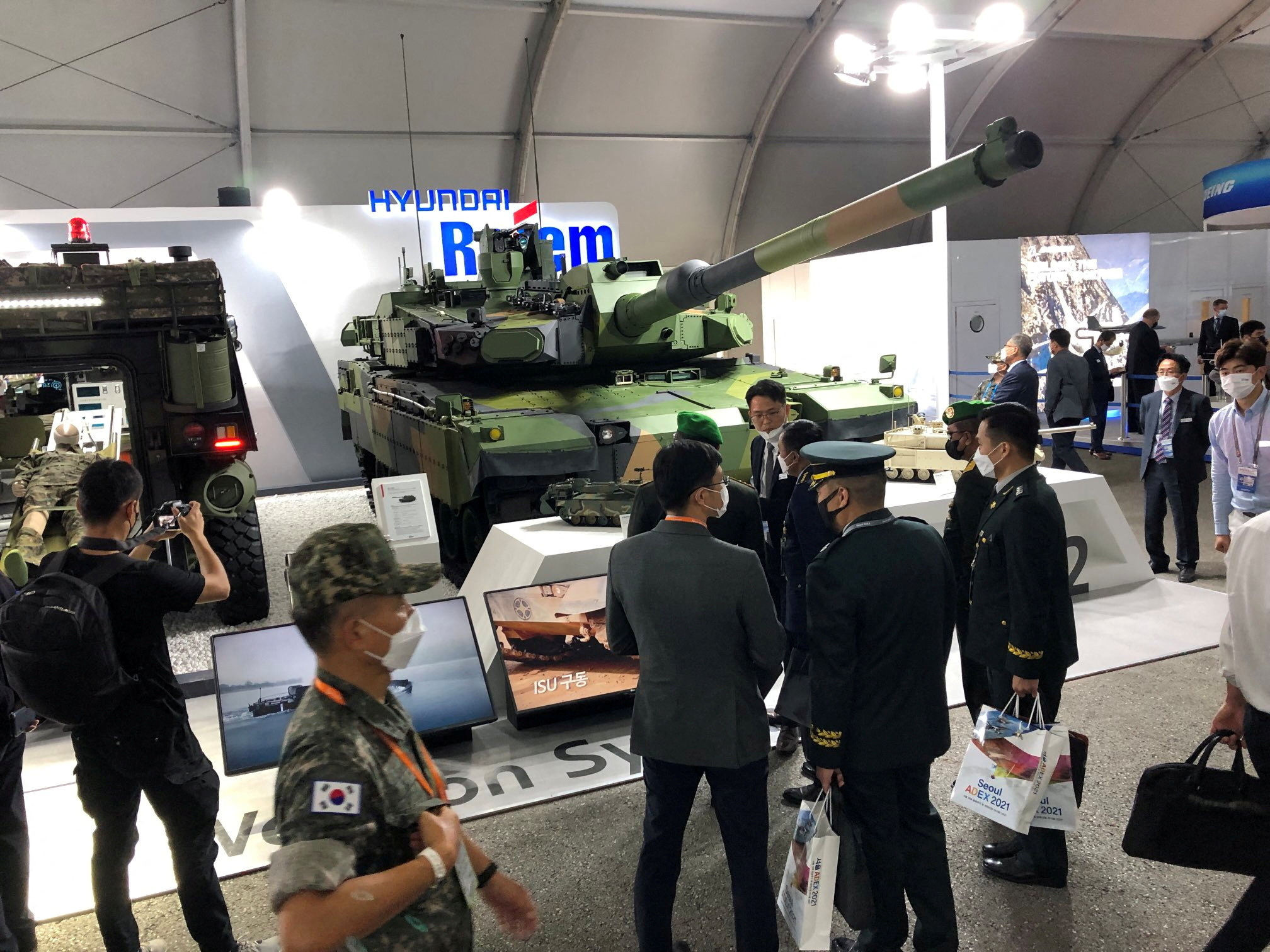 South Korean K2 Black Panther tank displayed at defense exhibition