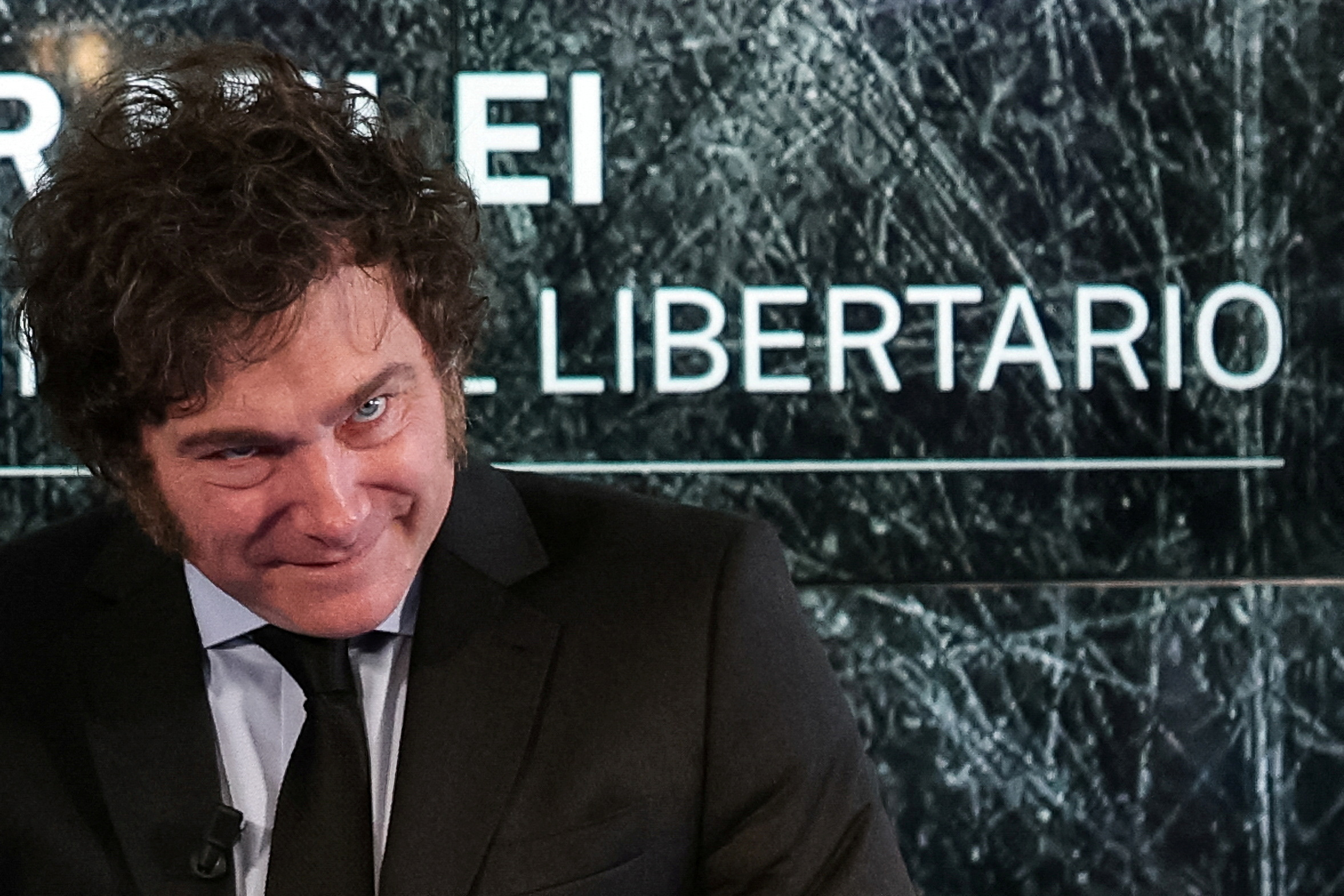 Argentina's President Javier Milei presents his latest book, in Madrid