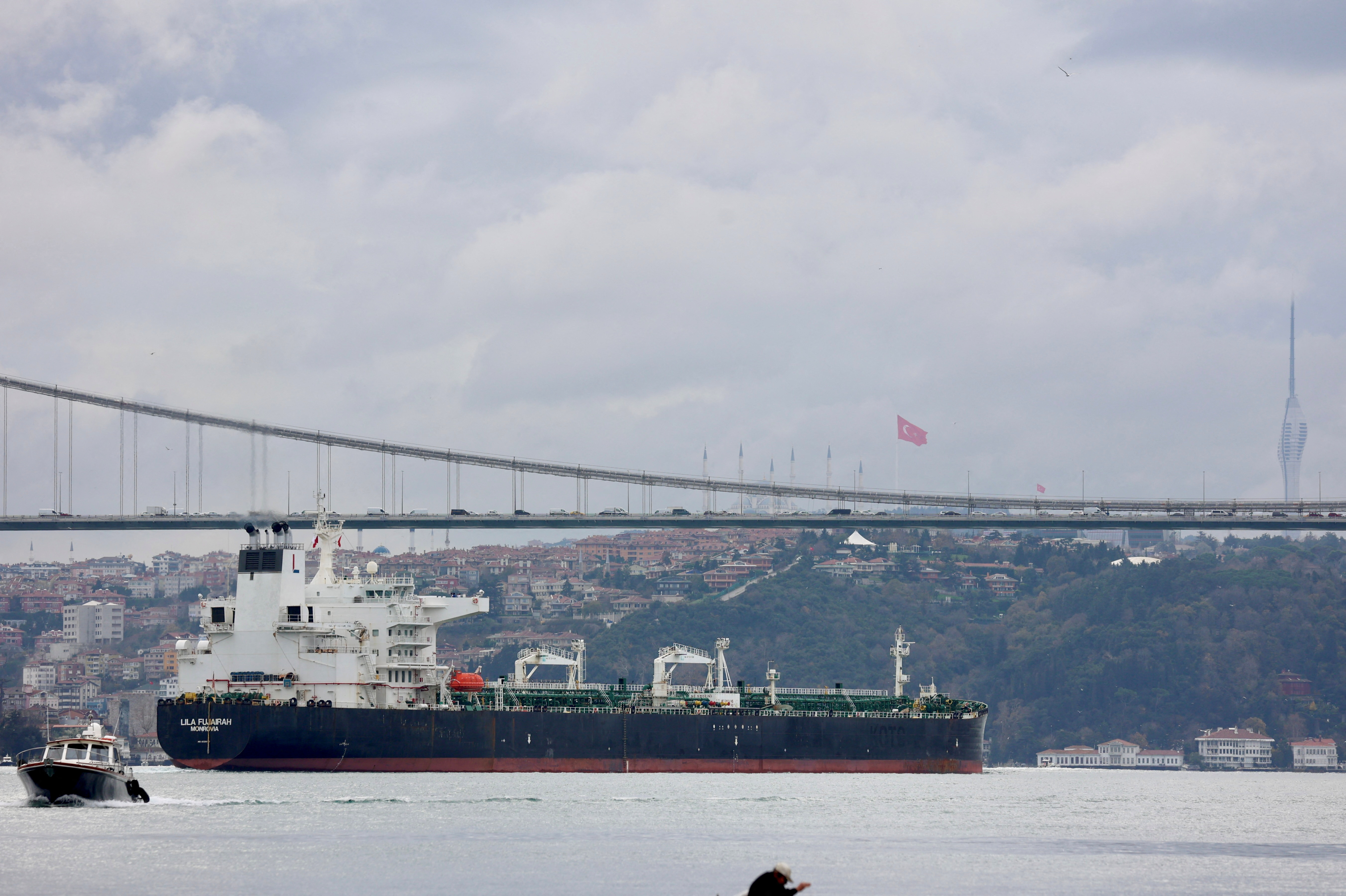 Oil product tanker Lila Fujairah sails in Istanbul's Bosphorus