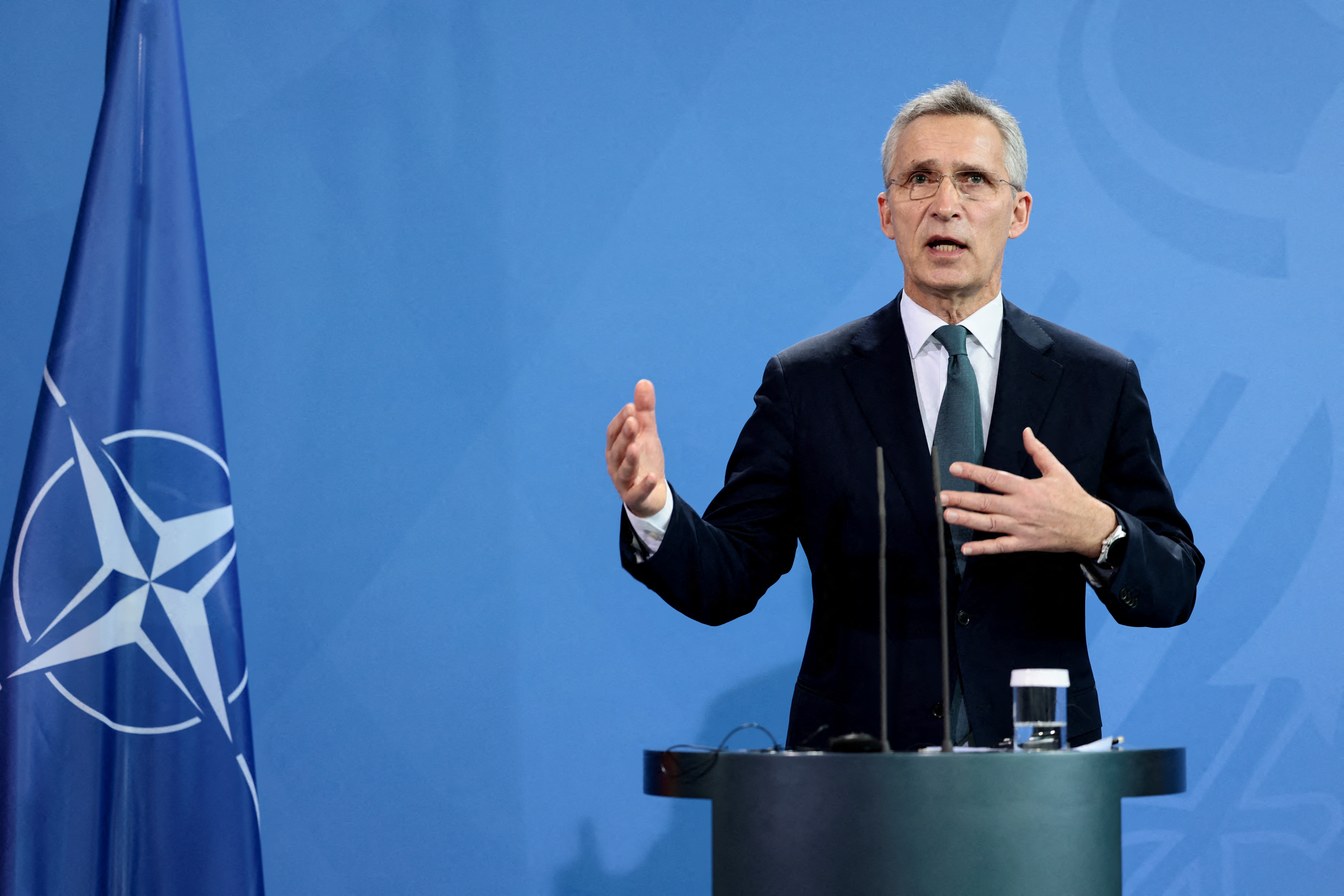 NATO Secretary General Stoltenberg and German Chancellor Scholz attend a news conference, in Berlin
