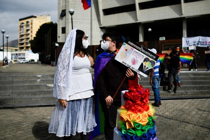 LGBT community protests in favor of equal marriage rights, in Caracas
