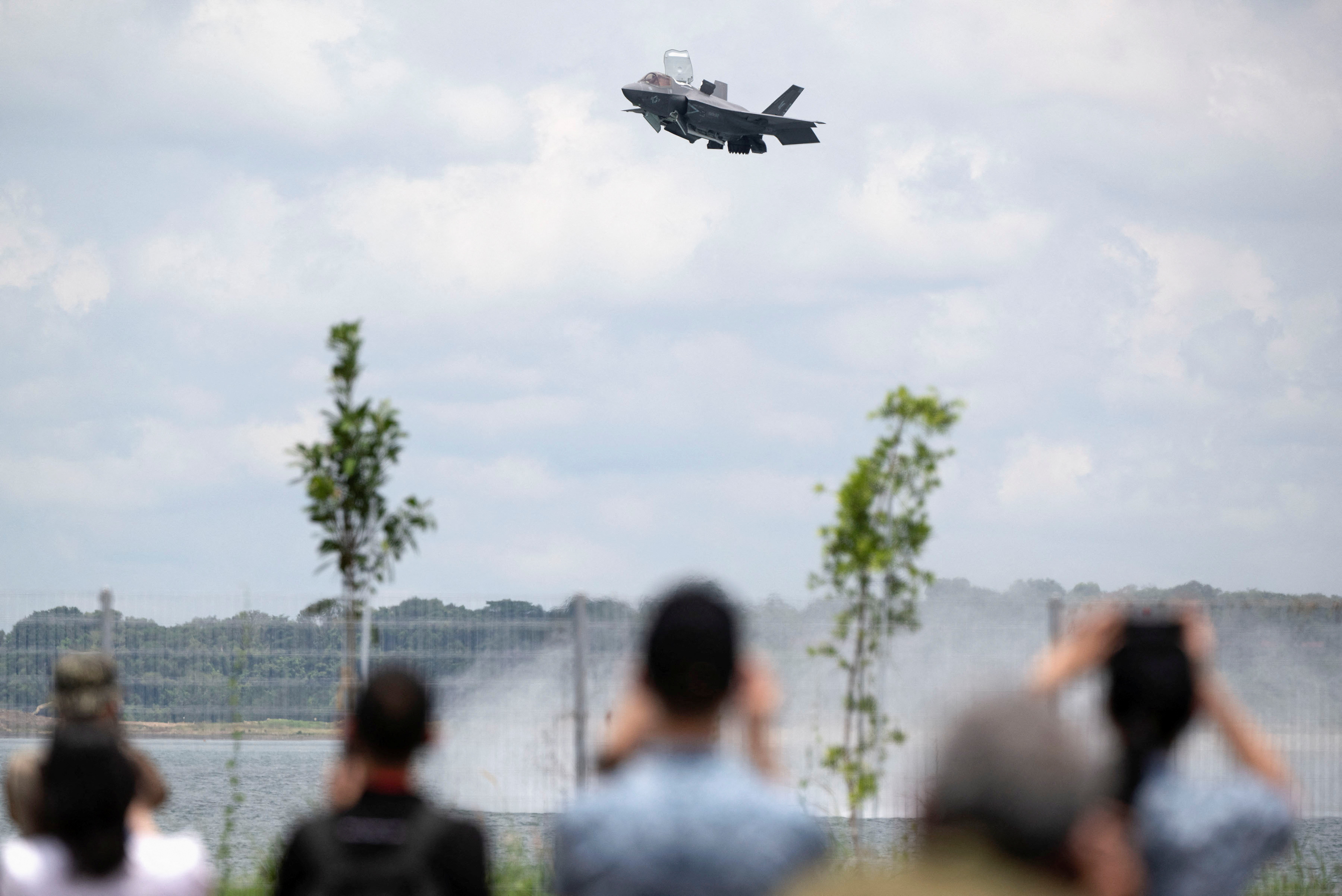 F-35B Stealth Fighter Jet of U.S. Marine Fighter Attack Squadron 242 performs during the aerial display at the Singapore Airshow in Singapore