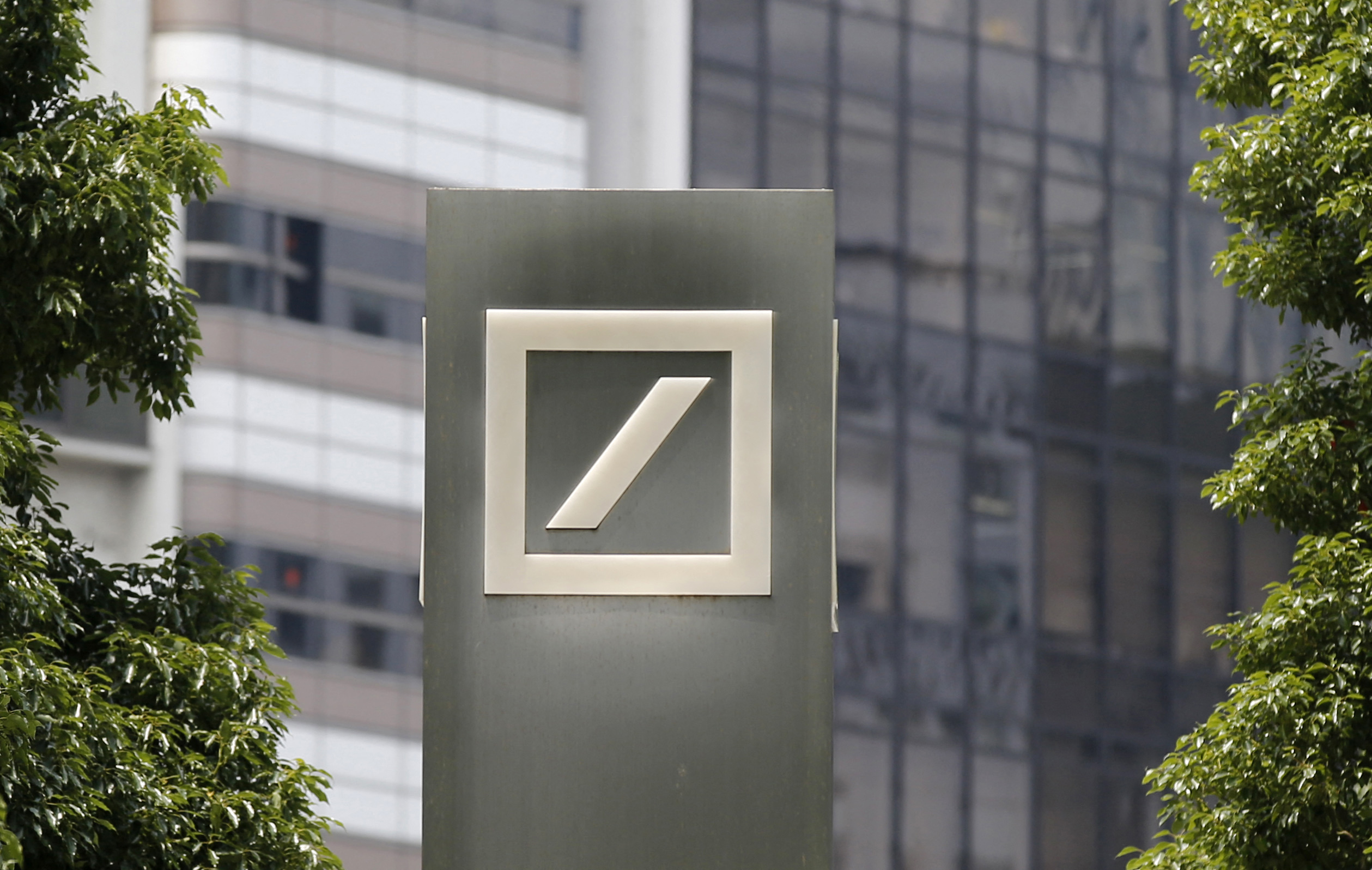 Logo of Deutsche Bank AG is seen in Tokyo