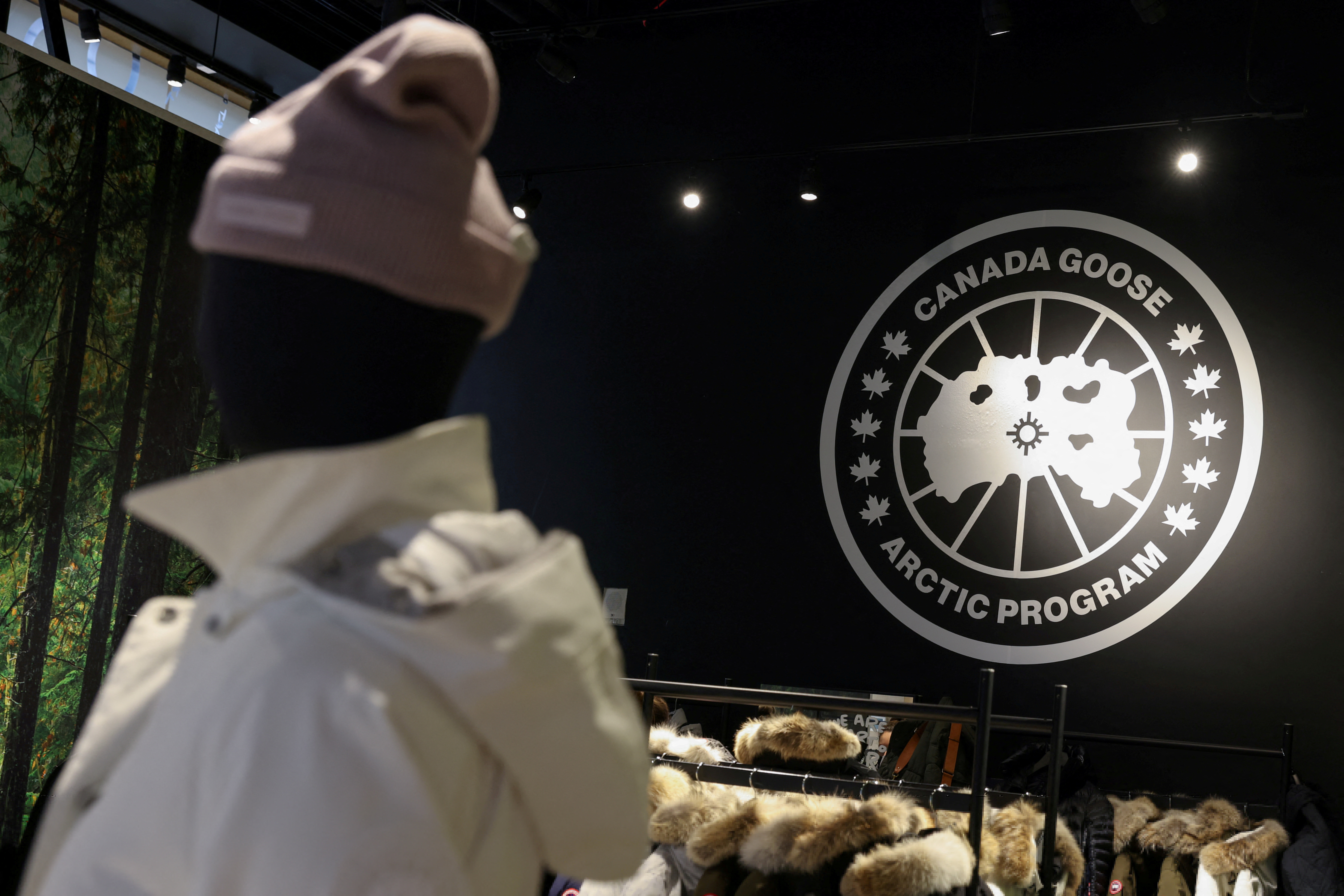 The logo of Canada Goose is seen in a store in Manhattan, New York City