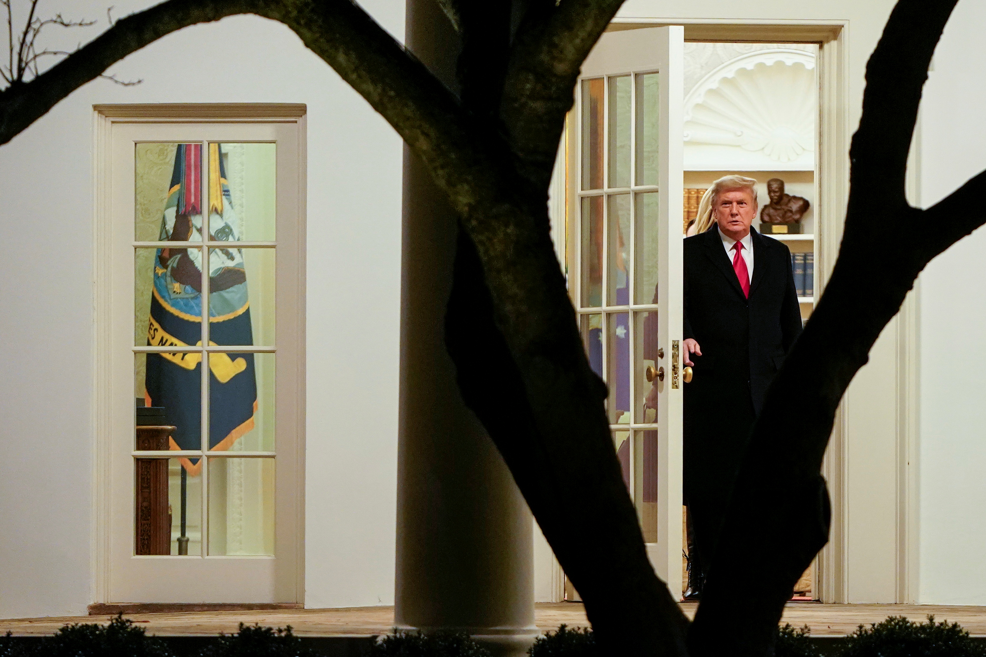 U.S. President Donald Trump walks to Marine One as he departs from Washington