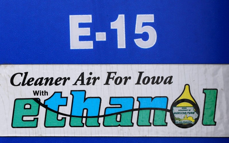 A gas pump selling E15, a gasoline with 15 percent of ethanol, is seen in Mason City