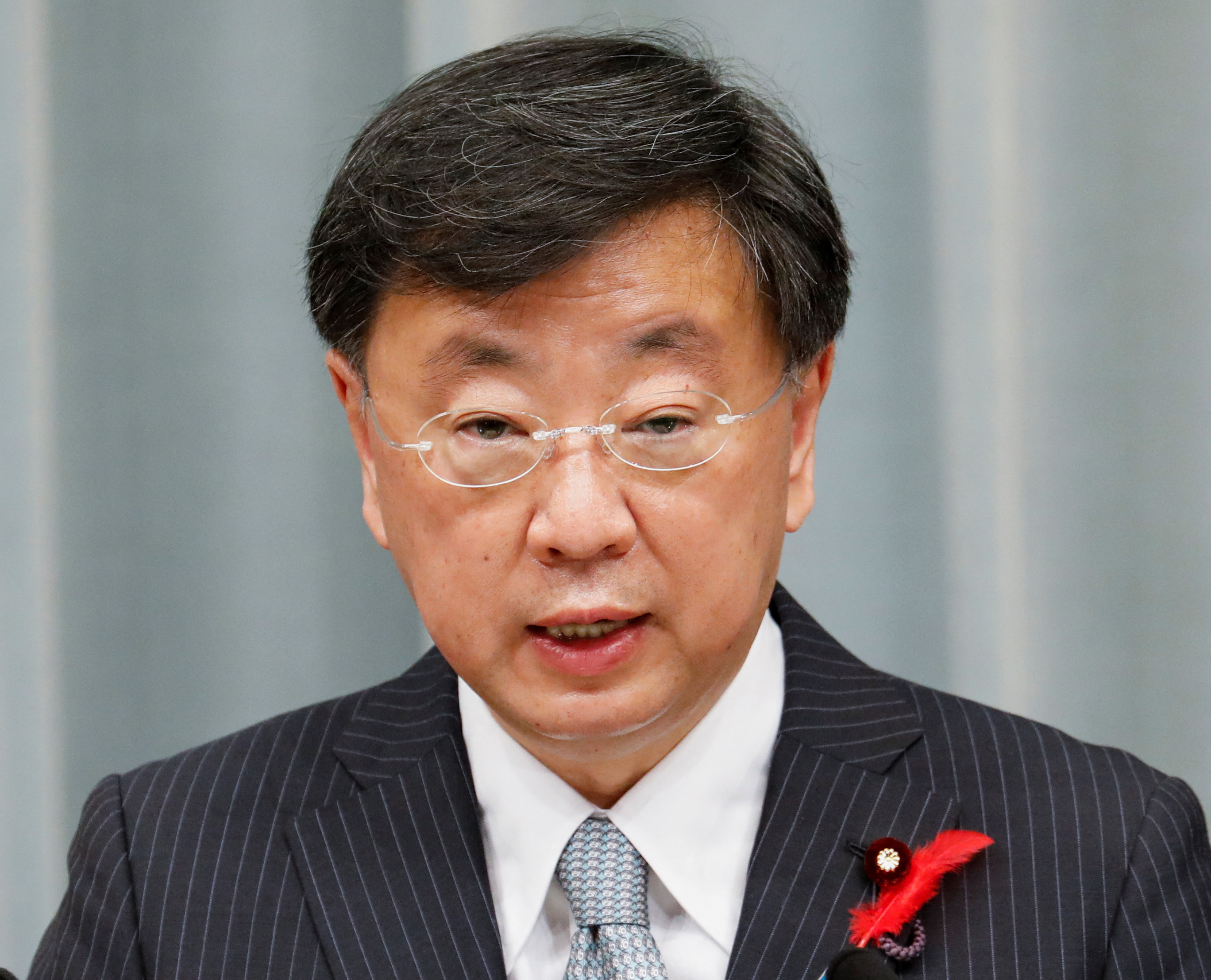 Japan's new Chief of Cabinet Secretary Matsuno Hirokazu announces new cabinet members, in Tokyo