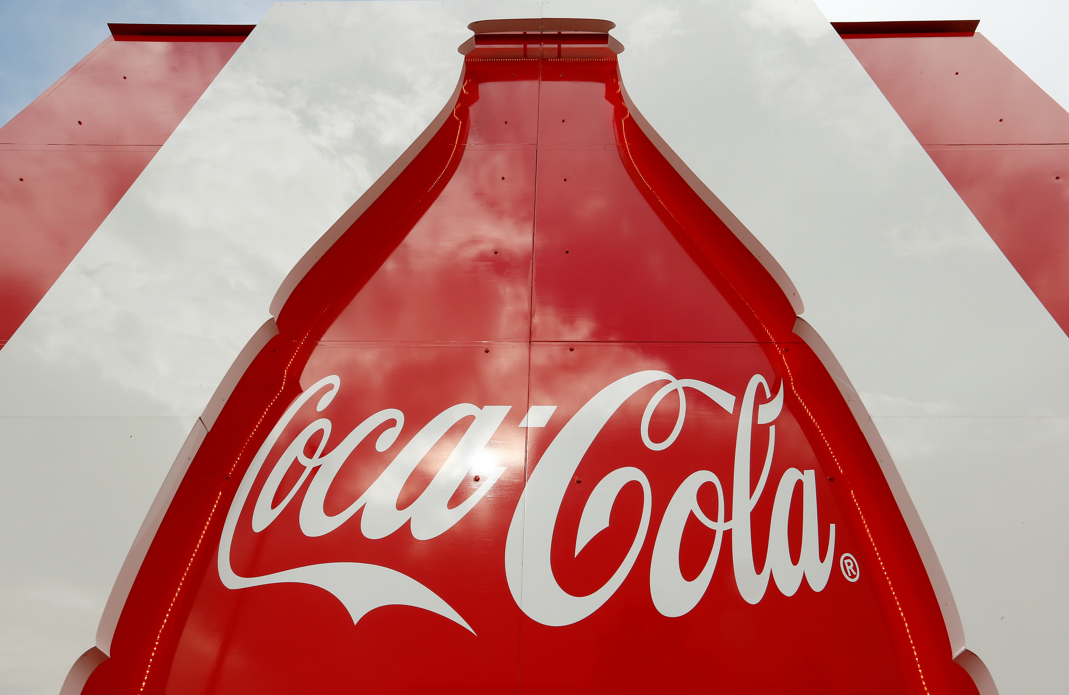 Logo of U.S. beverage group Coca-Cola is seen at a visitors center in Bruettisellen
