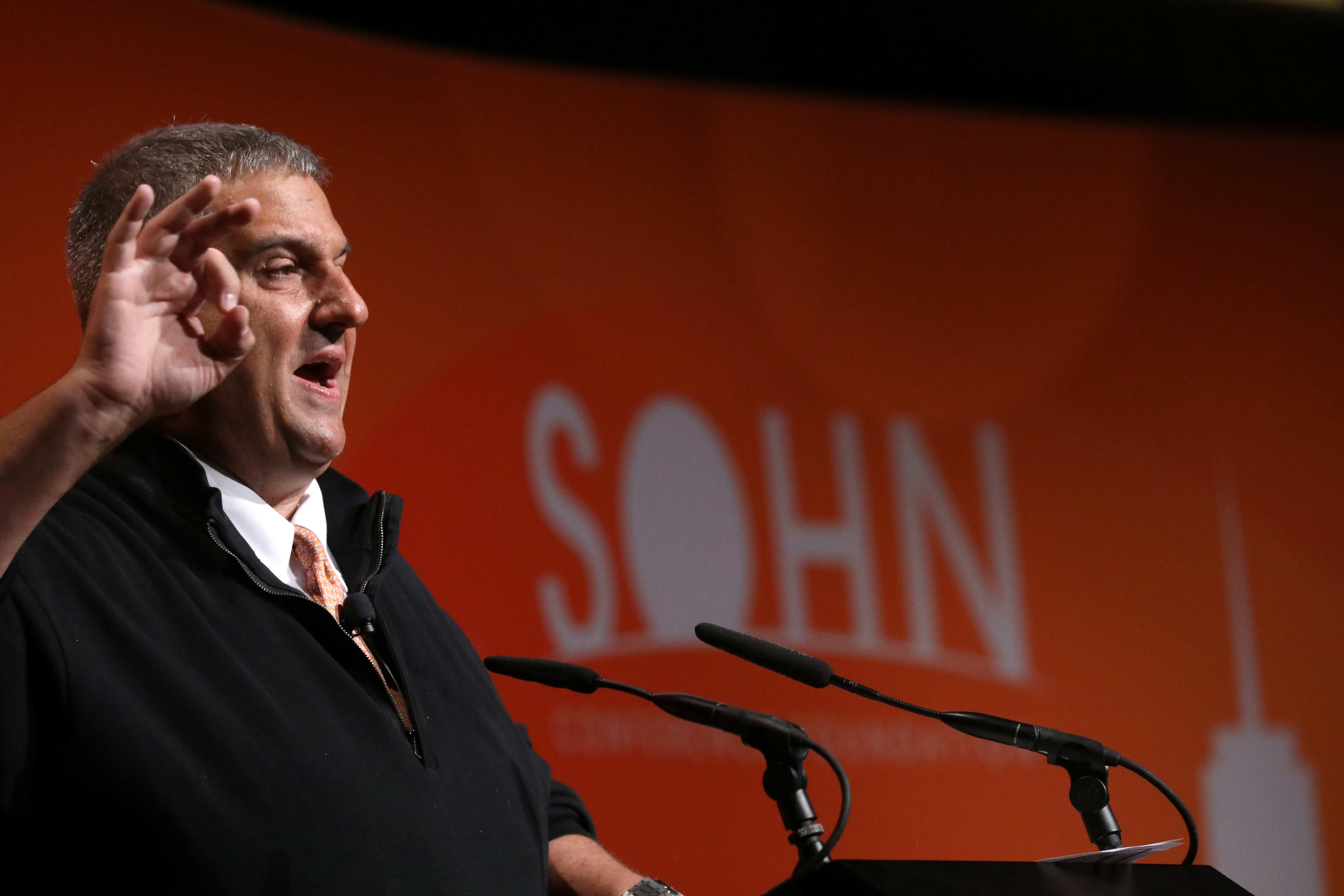 Larry Robbins, Founder of Glenview Capital Management, LLC speaks during the 2019 Sohn Investment Conference in New York
