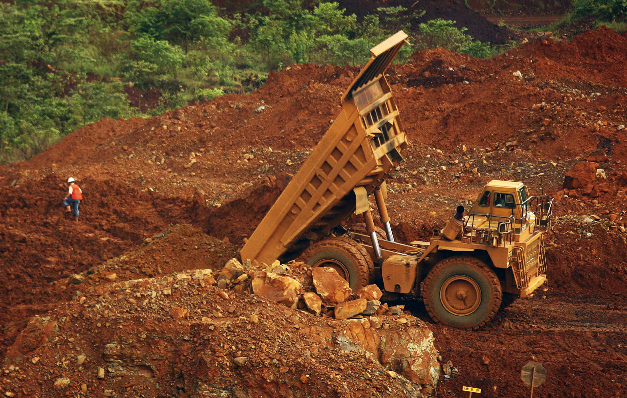 A general view of the digging of raw nickel ore near Sorowako