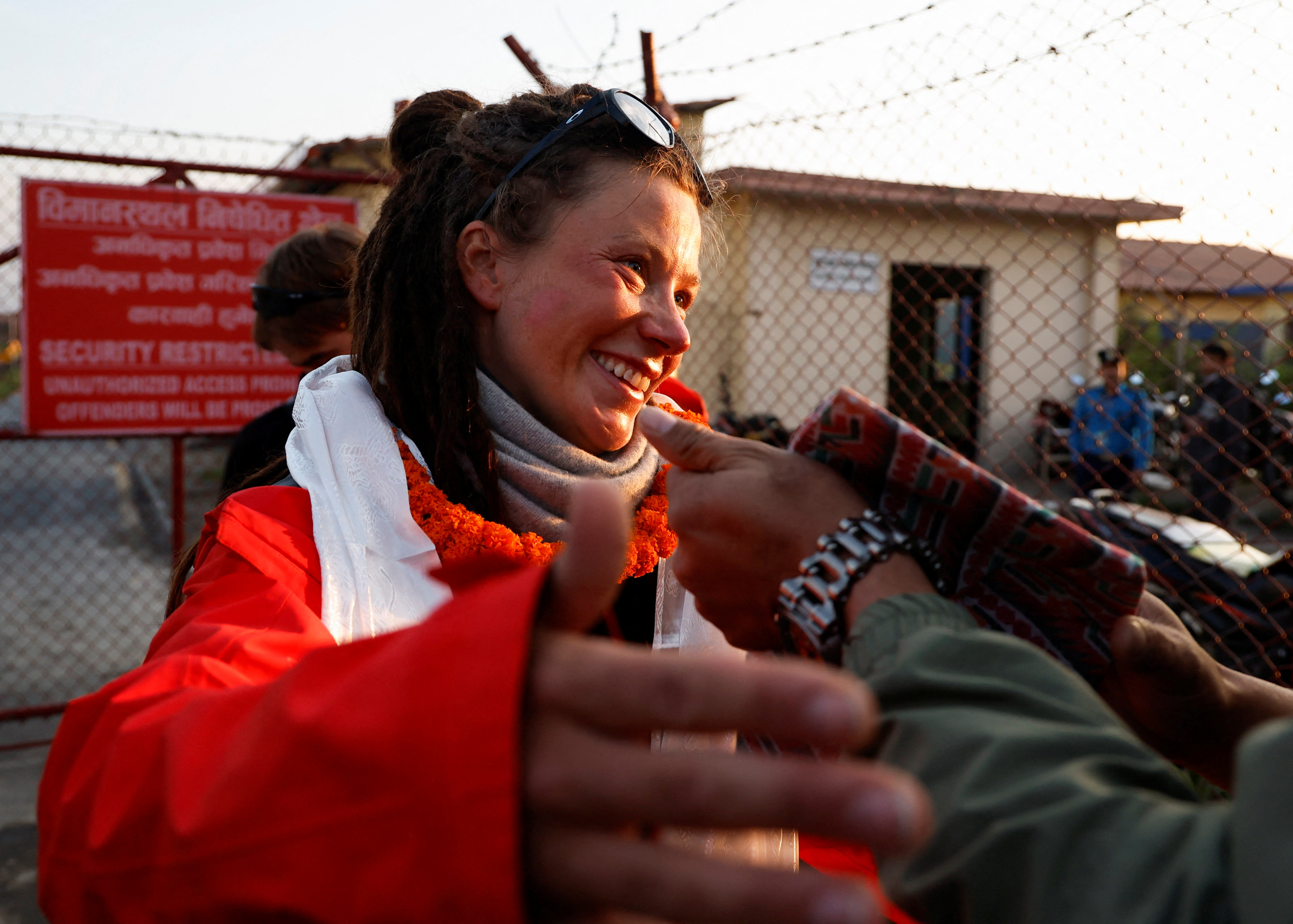 Norwegian mountaineer Kristin Harila who became the fastest woman to climb all the 14 eight-thousand meters peaks arrives in Kathmandu