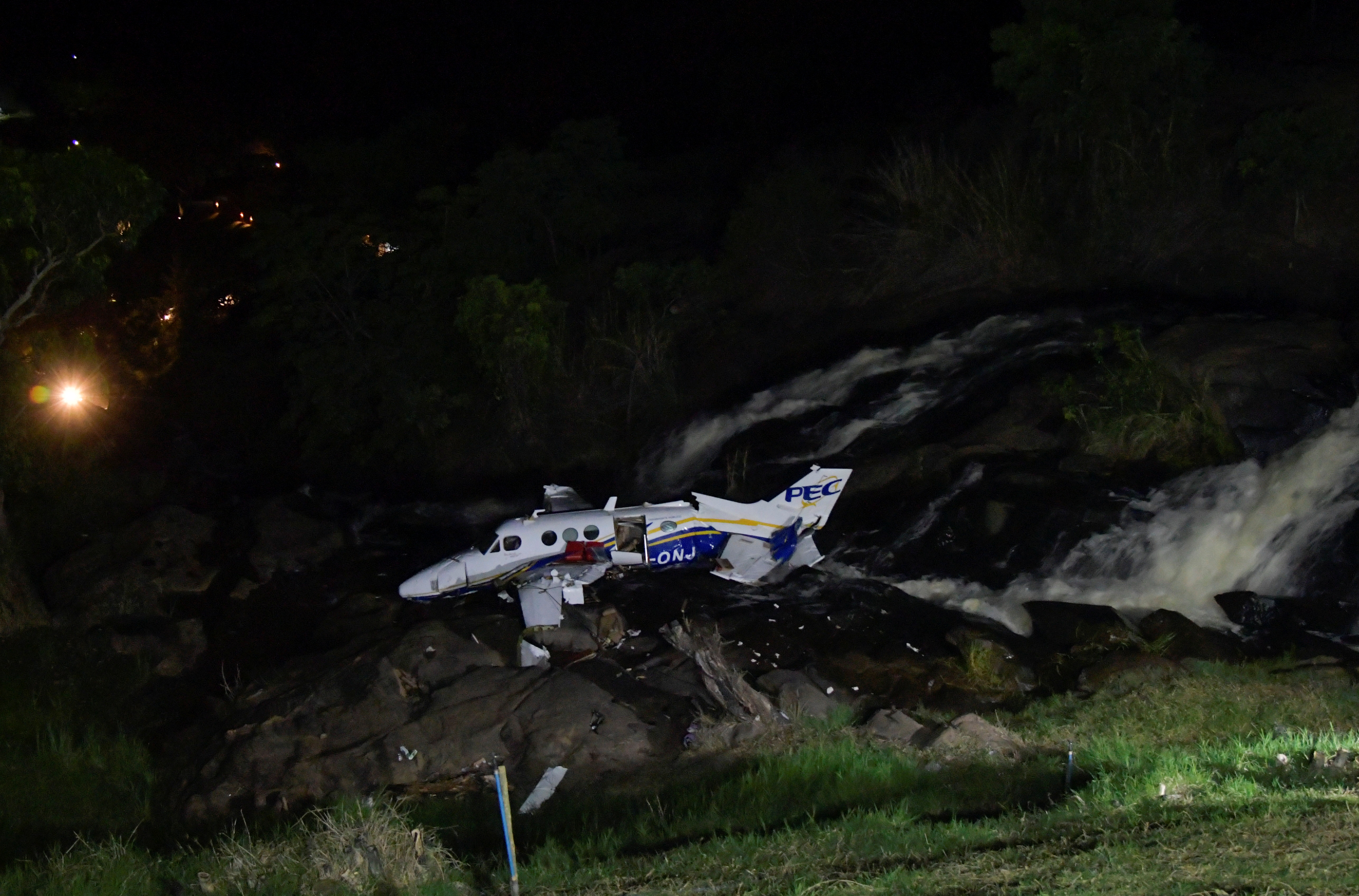 The wreckage of a small airplane that crashed with Brazilian country singer  Marilia Mendonca, 26, aboard lies near a waterfall area in Piedade de  Caratinga, state of Minas Gerais, Brazil, November 5