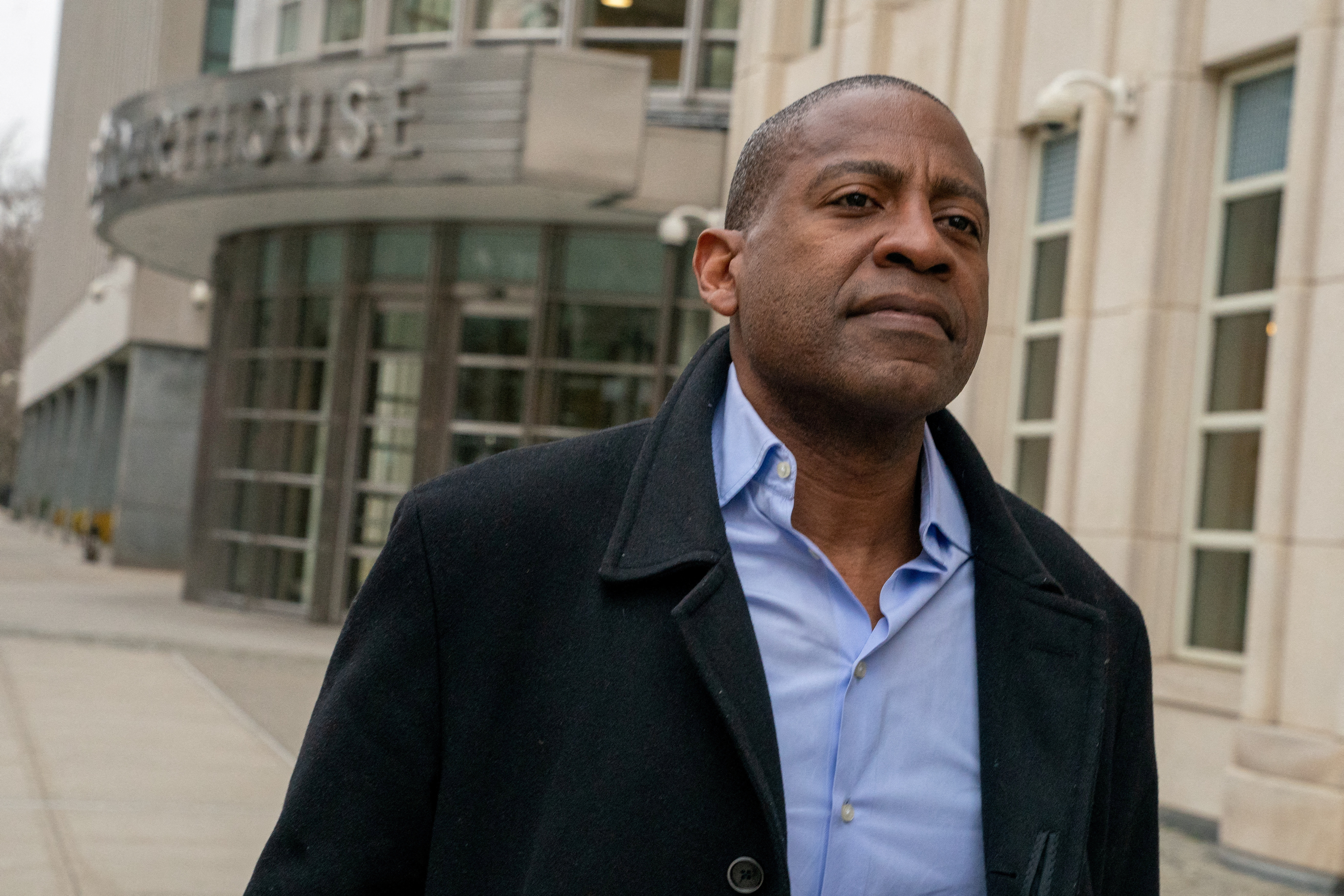 Carlos Watson, CEO of Ozy Media, departs U.S. Federal Court in Brooklyn after being arrested and charged with fraud