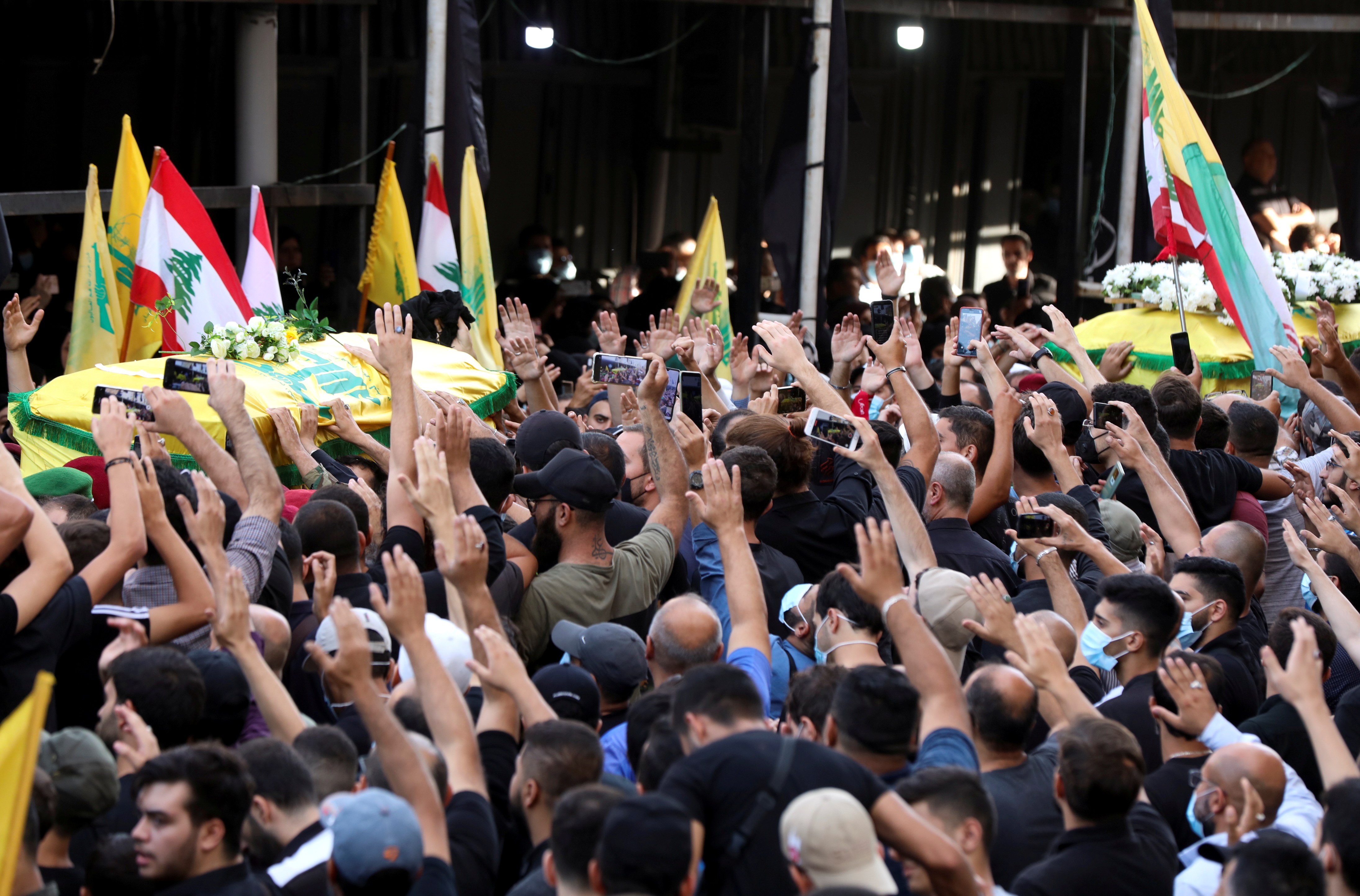 Funeral of people killed in violence in Beirut on Thursday