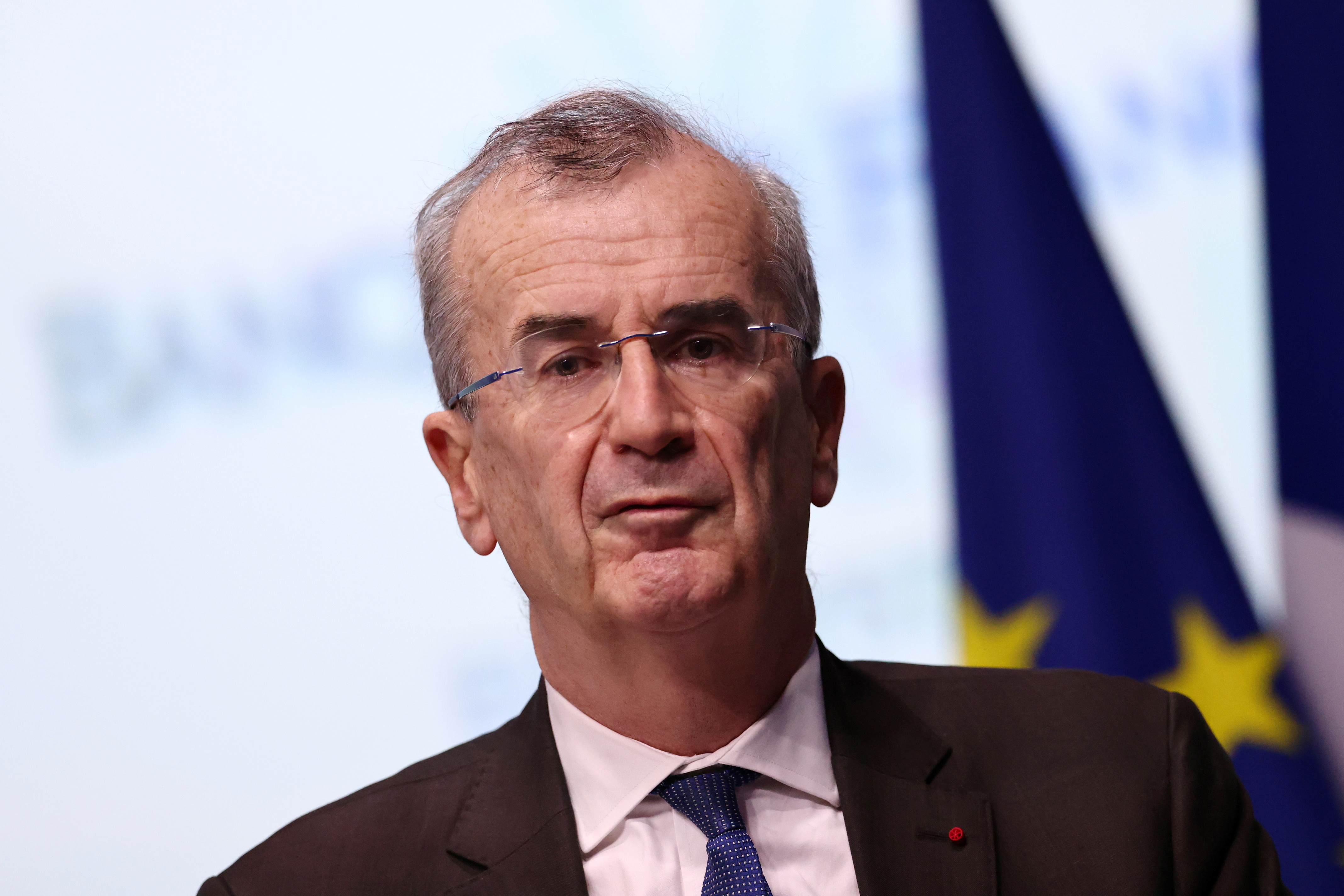 Bank of France Governor Francois Villeroy de Galhau attends a meeting in Paris