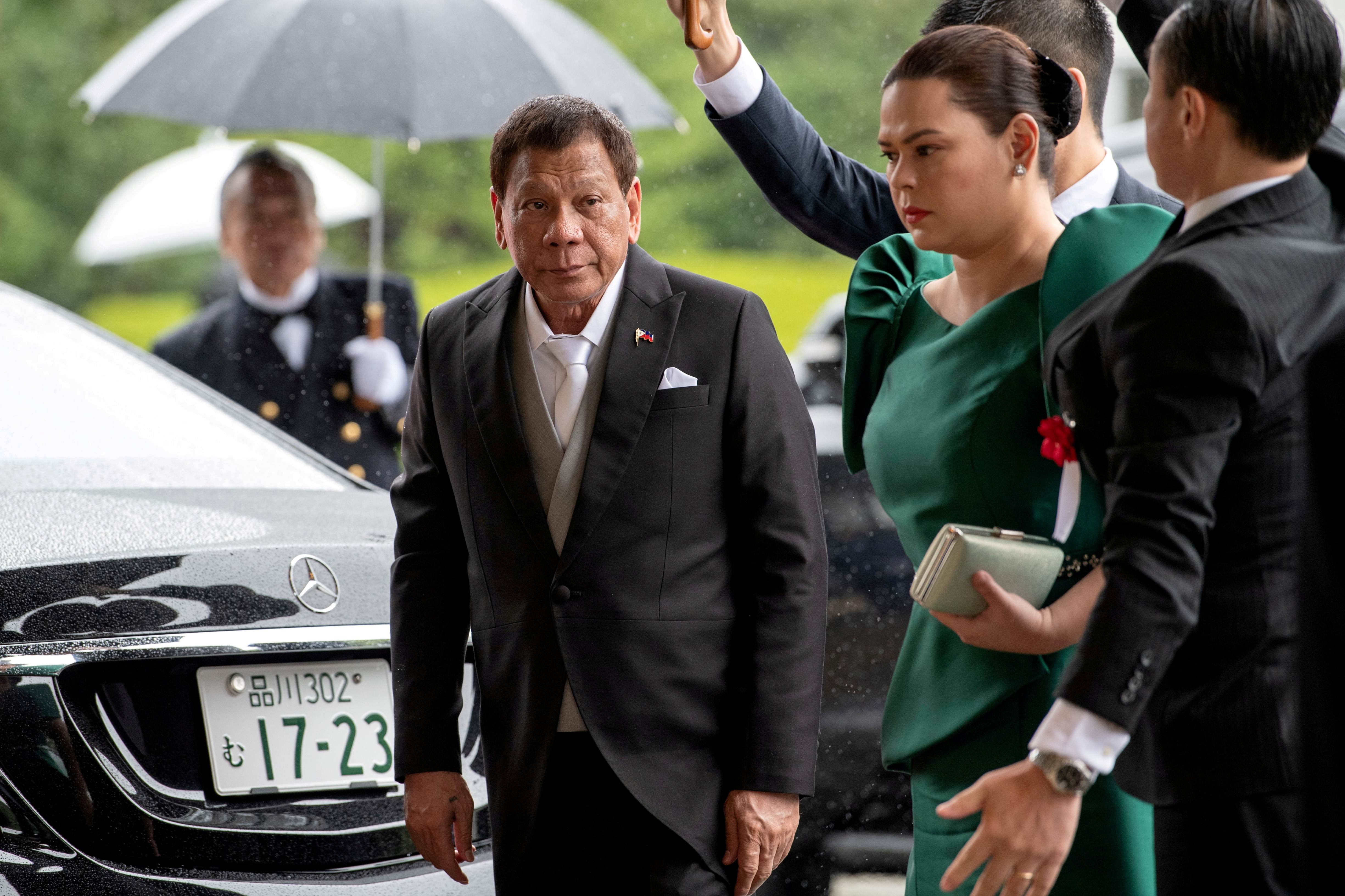 Philippines President Rodrigo Duterte arrives to attend the enthronement ceremony of Japan's Emperor Naruhito in Tokyo