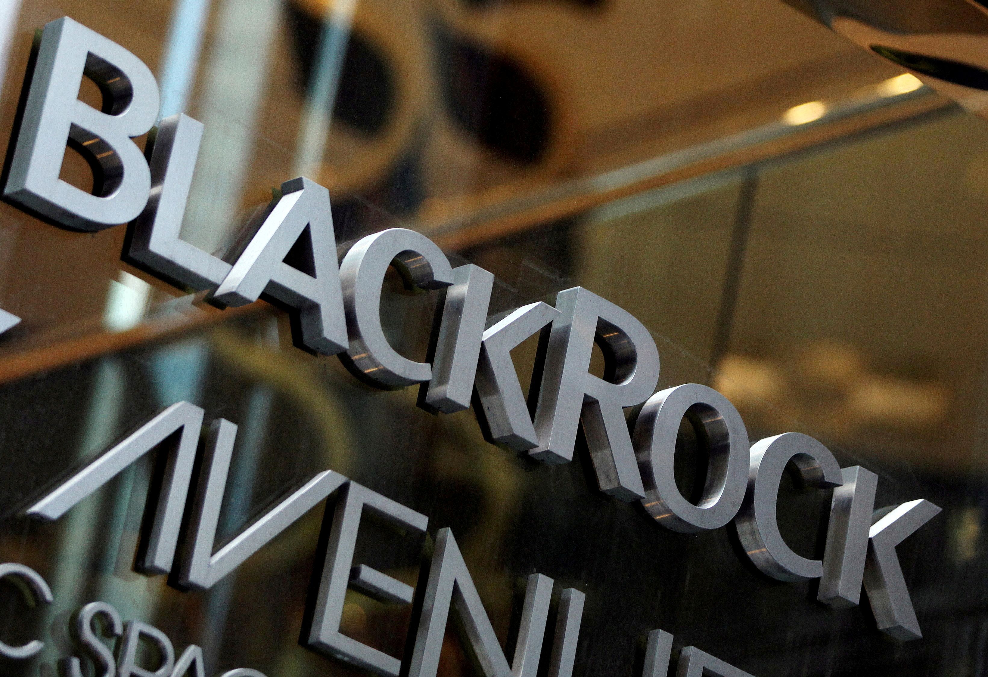 The BlackRock logo is seen outside of its offices in New York January 18, 2012.  REUTERS/Shannon Stapleton