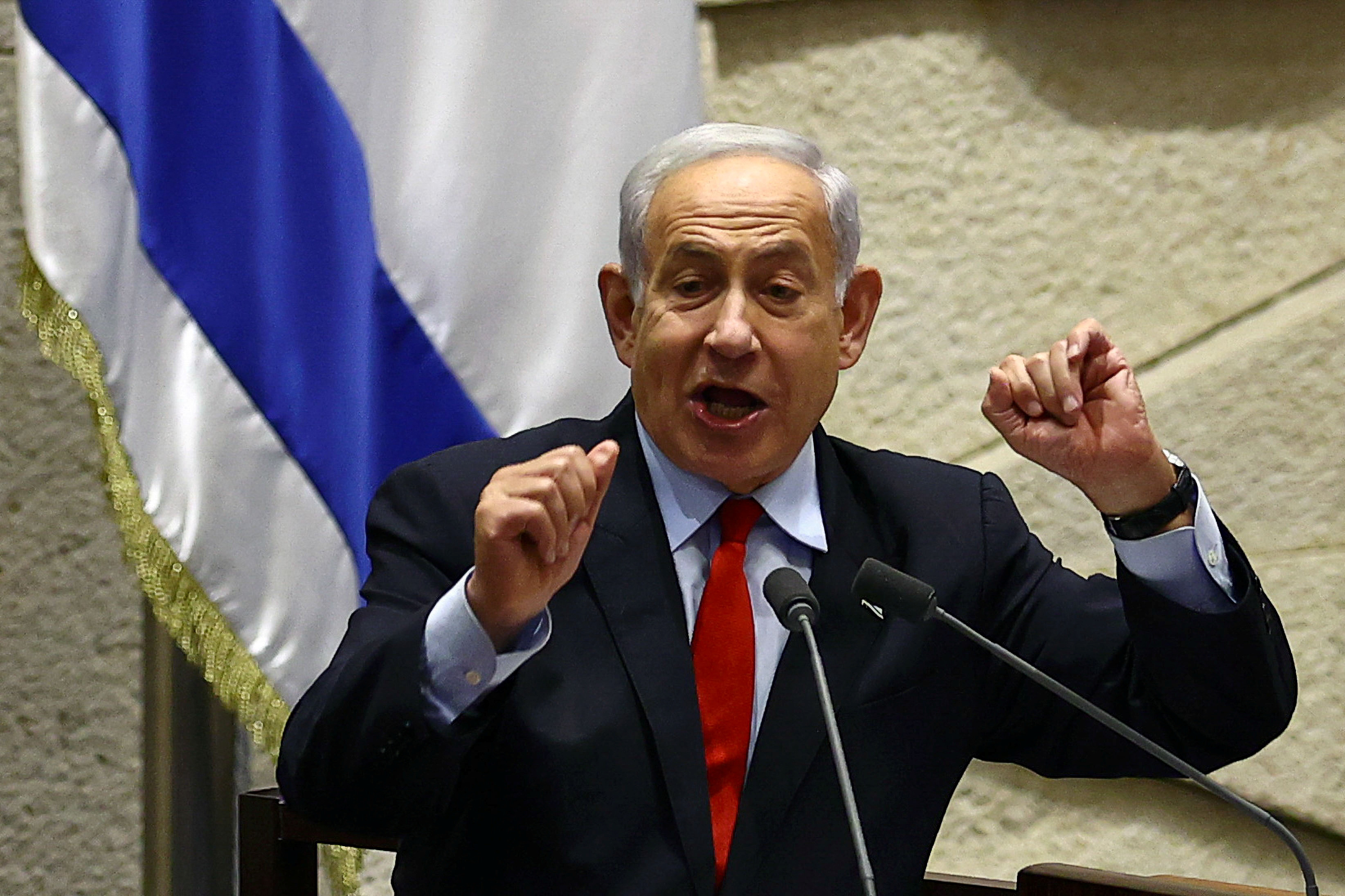 Israeli Prime Minister Benjamin Netanyahu attends a meeting at the Knesset
