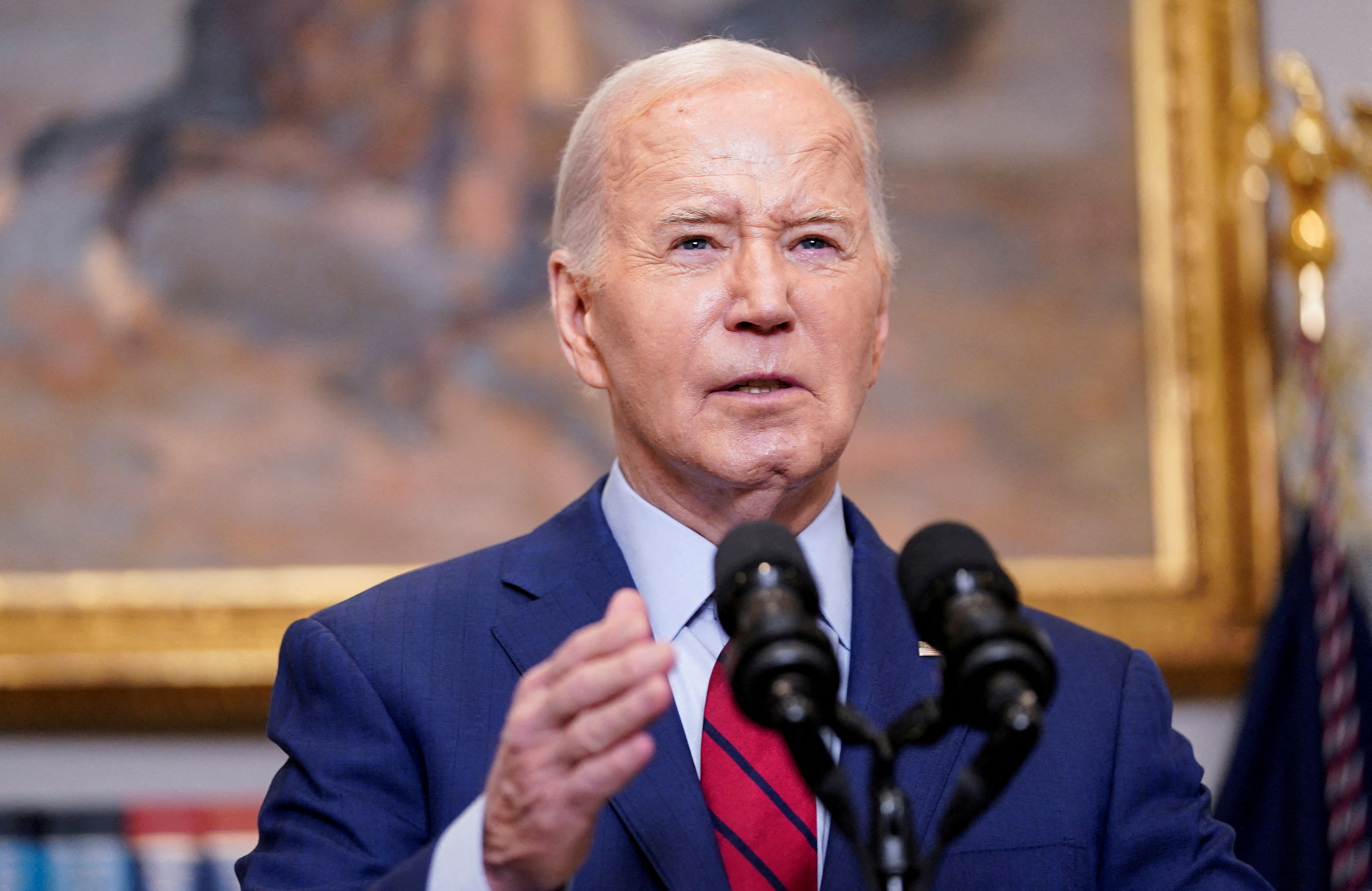 U.S. President Joe Biden discusses ongoing student protests at U.S universities during brief remarks at the White House in Washington