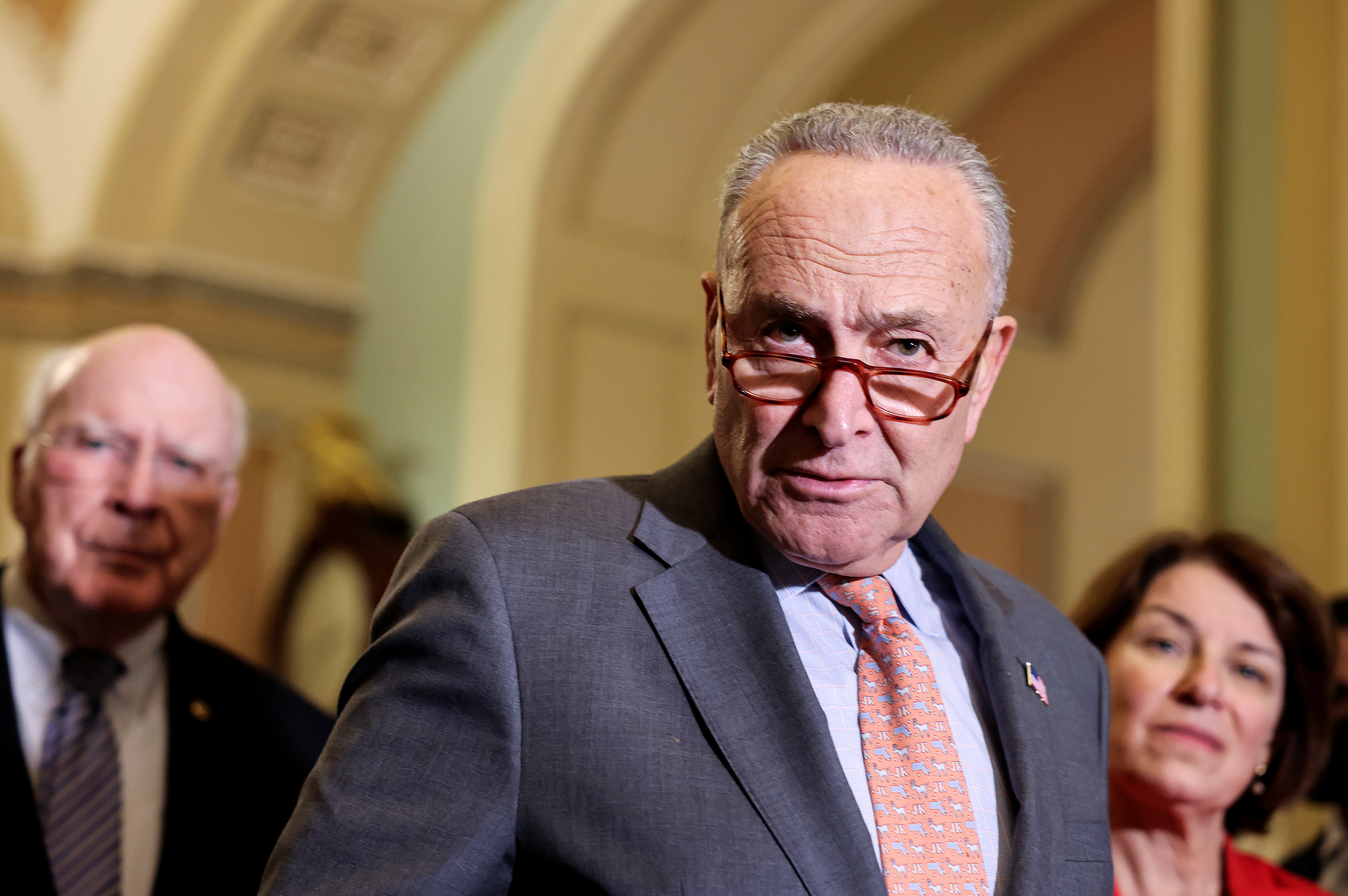 U.S. Senate Democrats hold weekly policy lunch at U.S. Capitol in Washington