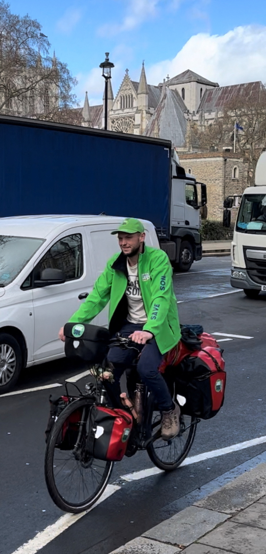 Rens Goede begins his bicycle trek from London to India in support of the 