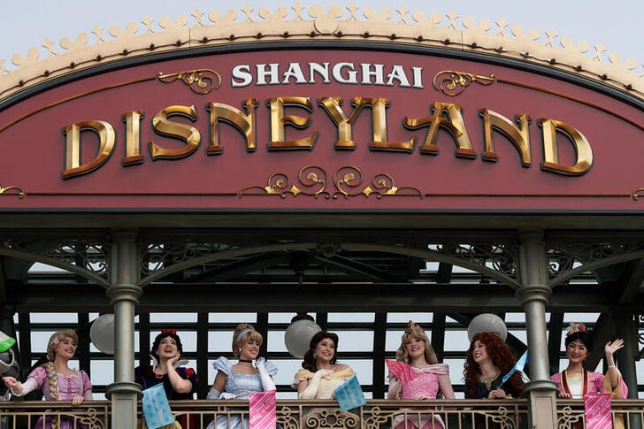 Actors dressed as Disney characters are seen at Shanghai Disney Resort as the Shanghai Disneyland theme park reopens following a shutdown due to the coronavirus disease (COVID-19) outbreak, in Shanghai