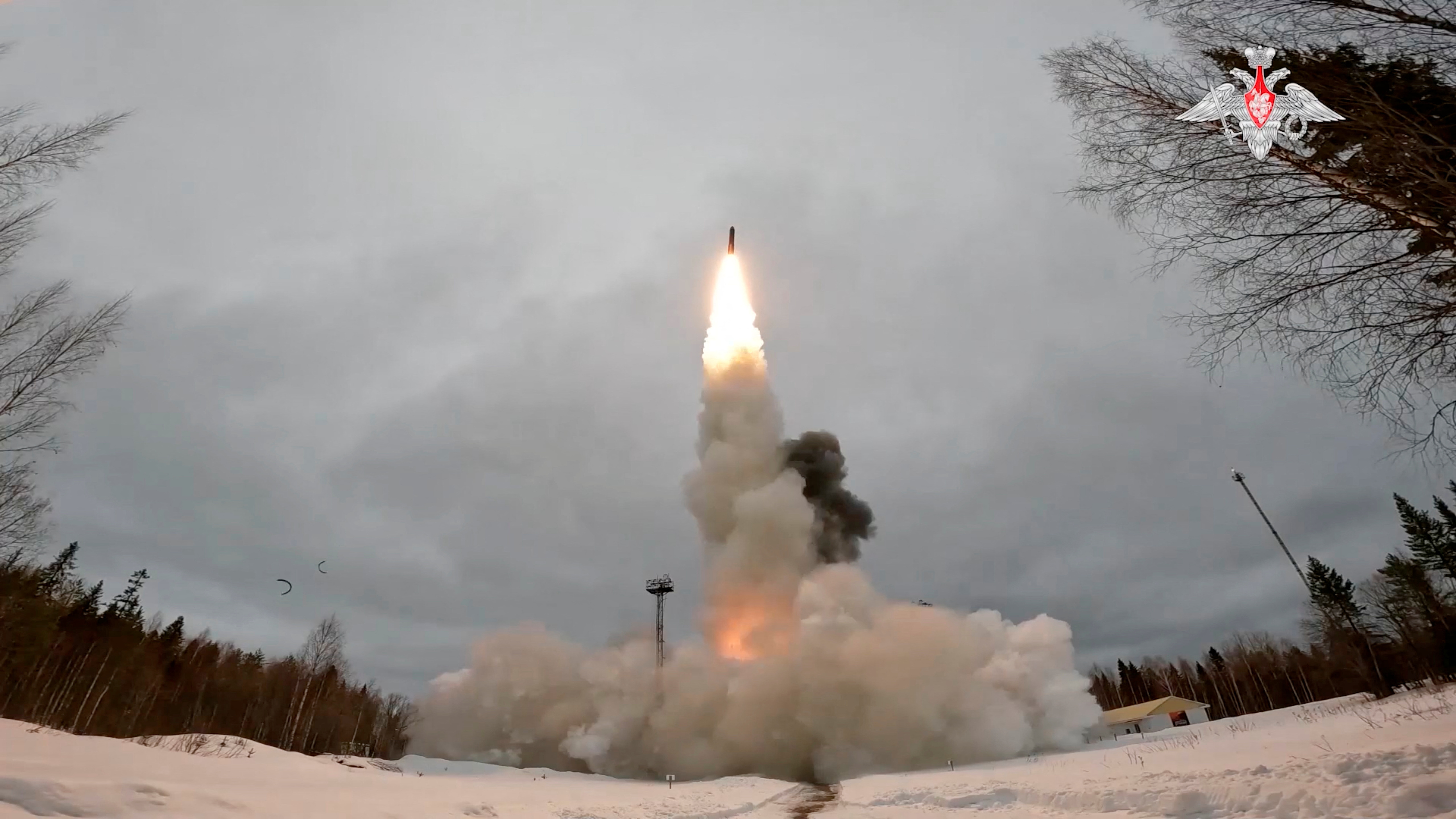A Yars intercontinental ballistic nuclear missile is fired during a training, from Plesetsk cosmodrome in Northern Arkhangelsk region