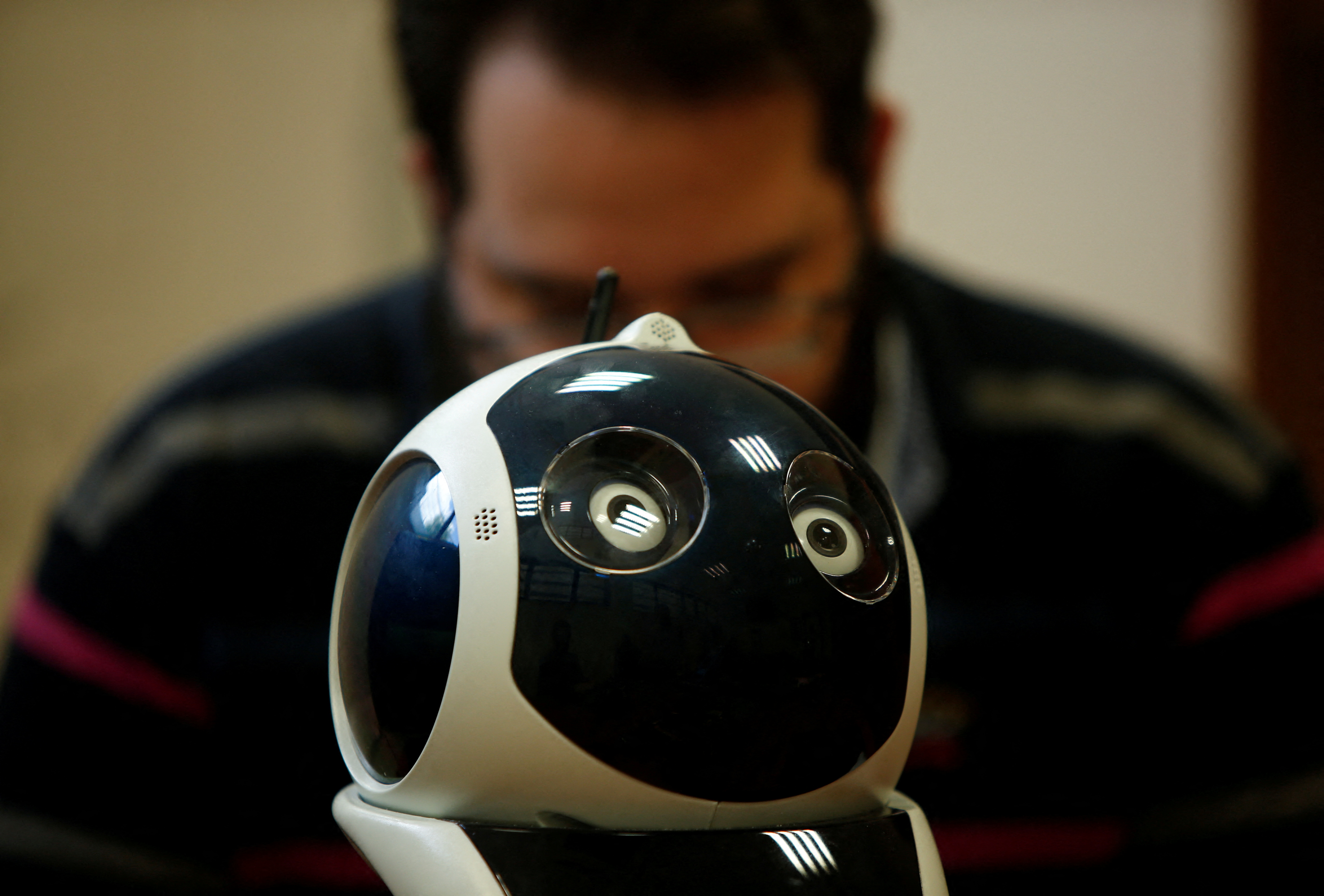 A research support officer and PhD student works on his artificial intelligence project to train robots to autonomously carry out various tasks, at the Department of Artificial Intelligence at the University of Malta in Msida