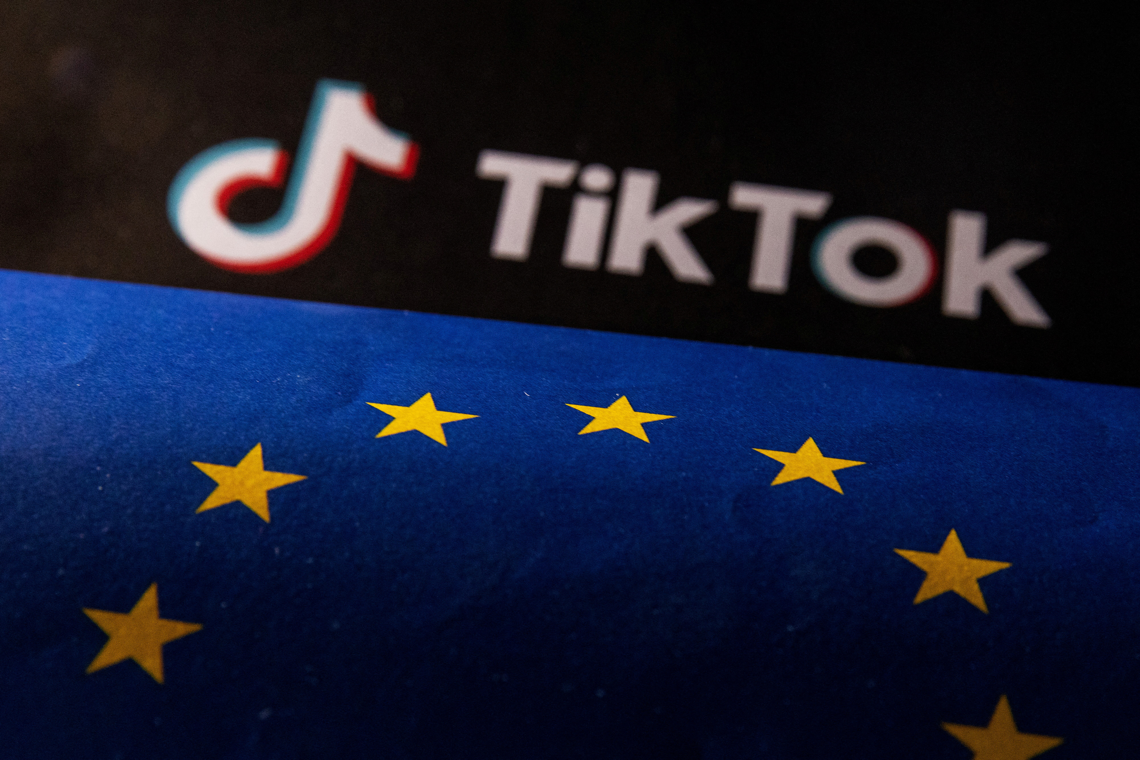 Illustration shows EU flag and TikTok logo