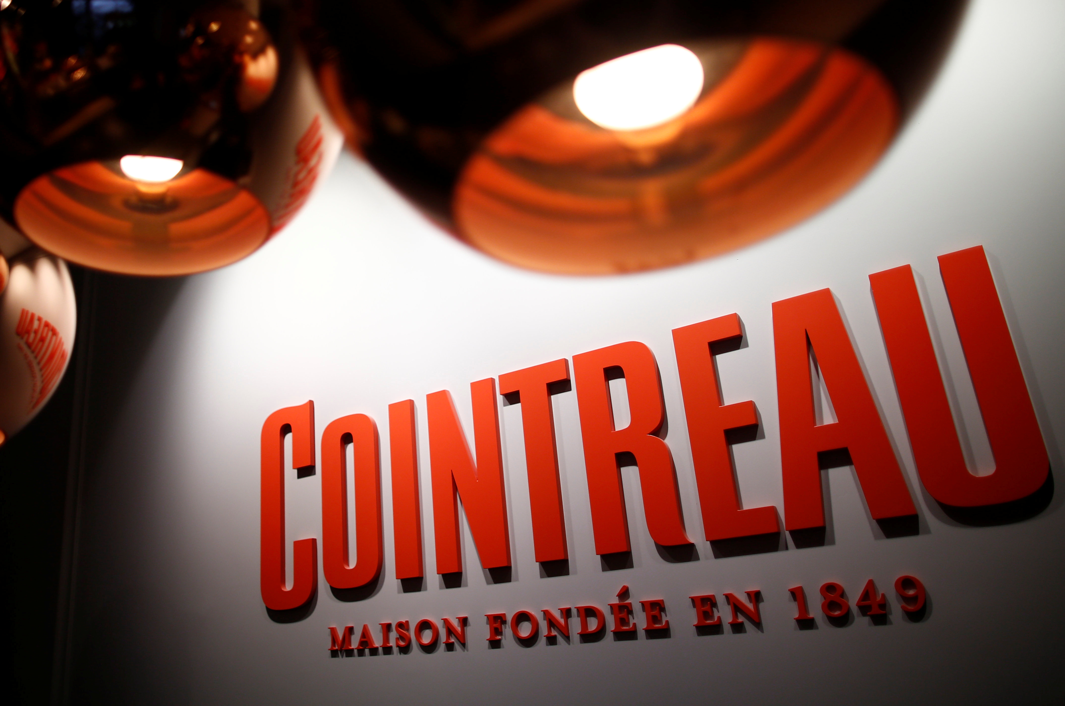 The logo of Cointreau is seen at the Carre Cointreau in the Cointreau distillery in Saint-Barthelemy-d'Anjou near Angers