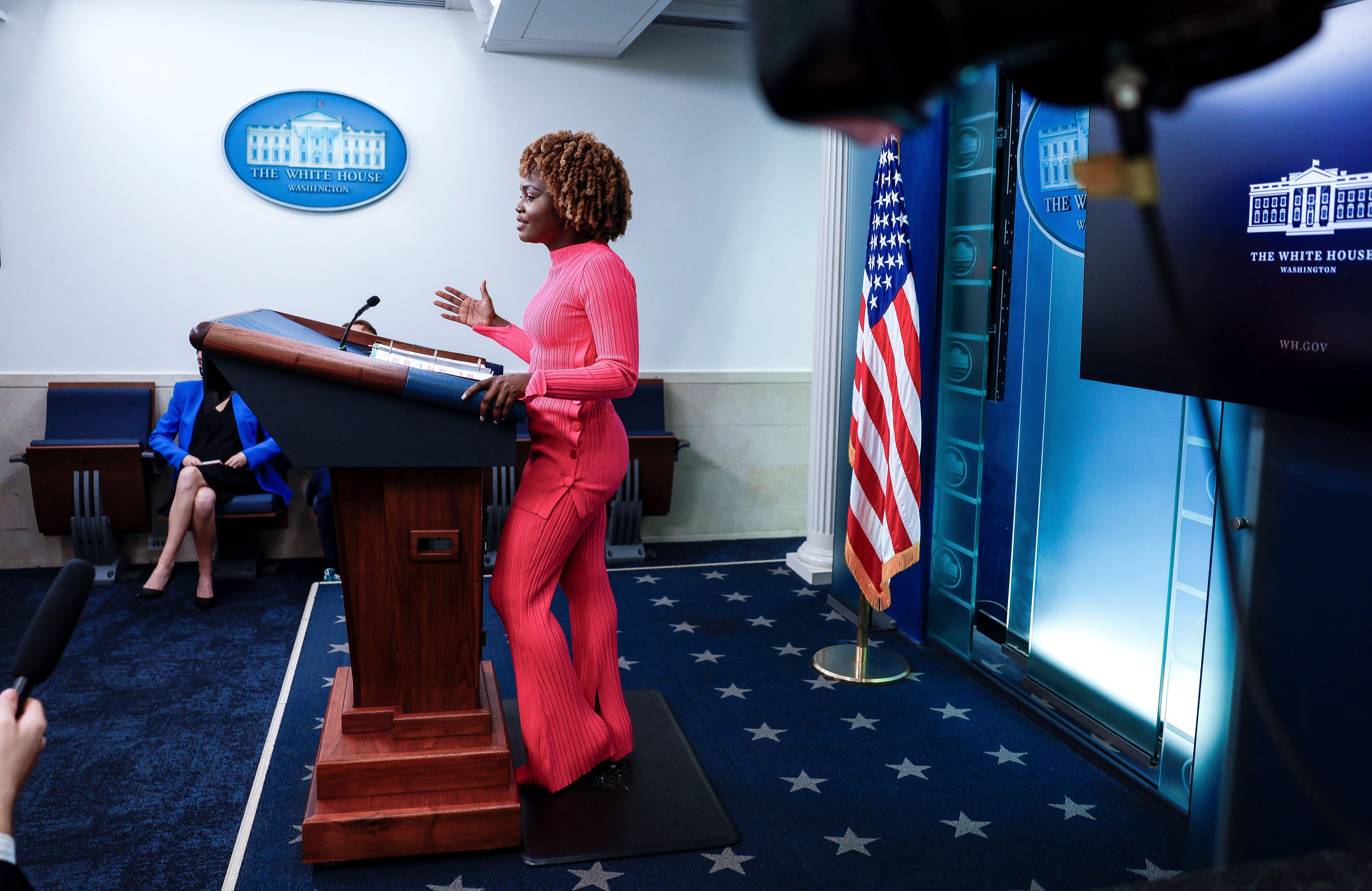 Karine Jean-Pierre holds first briefing as White House press