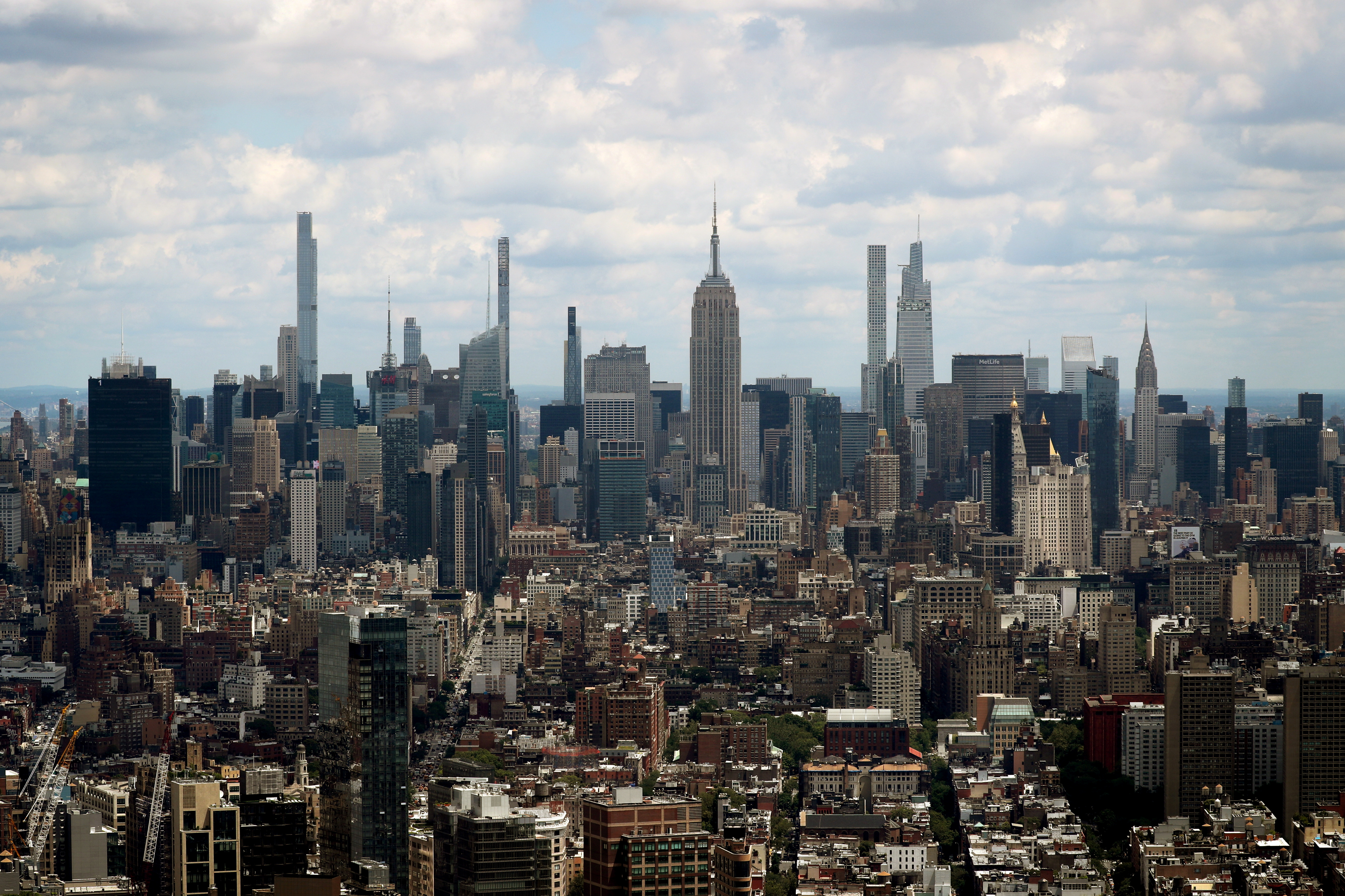 A general view of the skyline of Manhattan as seen from the One World Trade Center Tower in New York