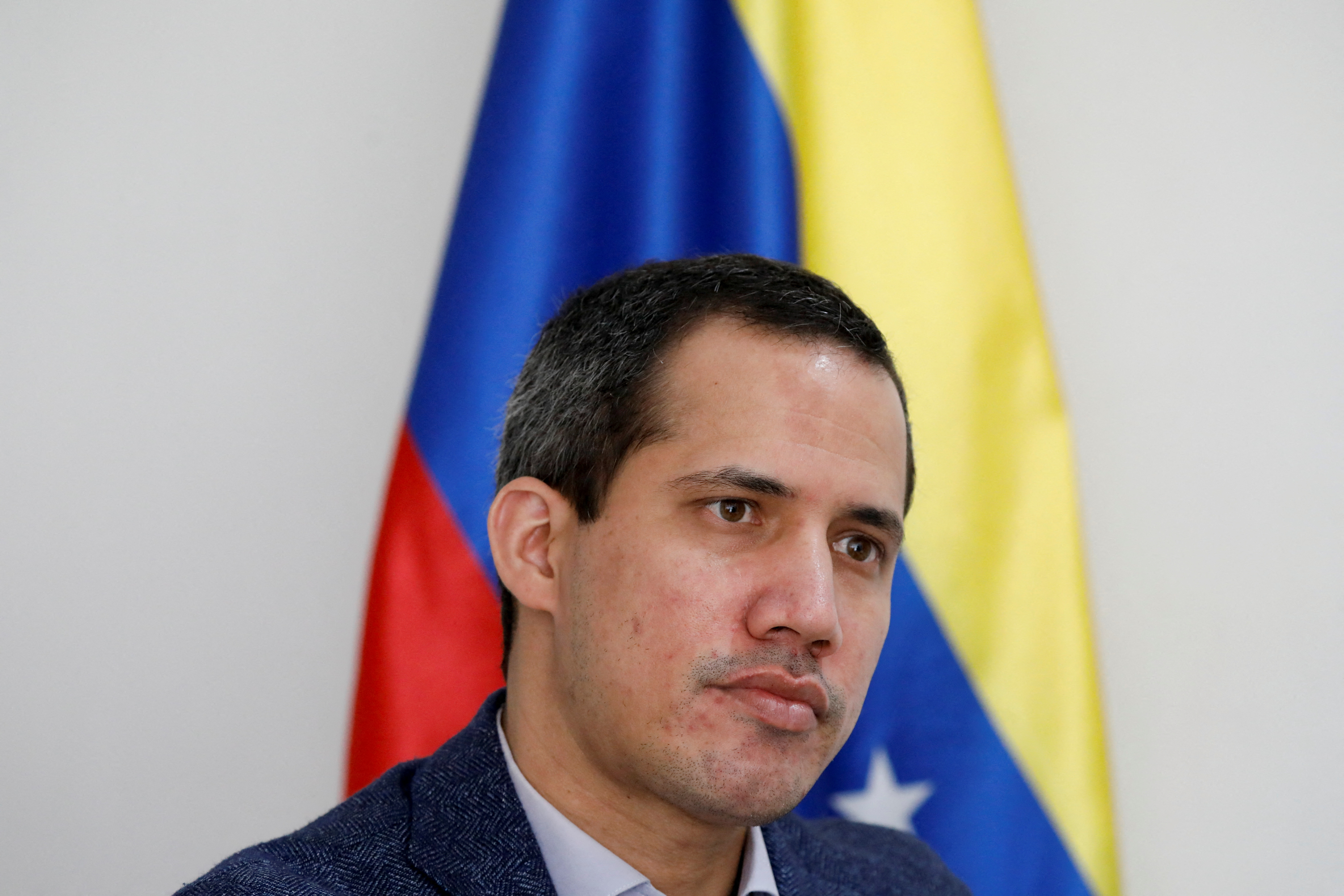 Venezuelan opposition leader Juan Guaido speaks during an interview with Reuters
