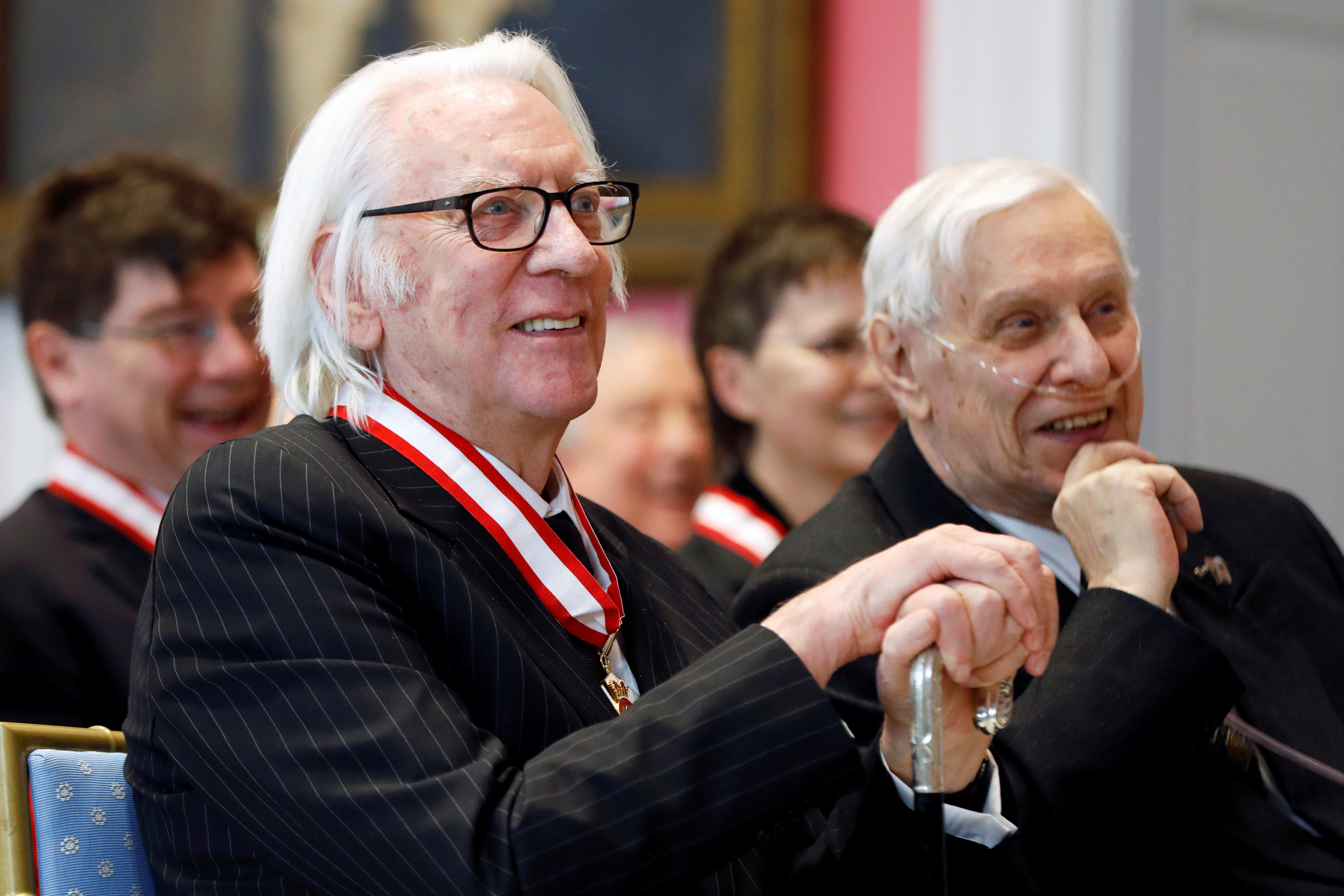 Actor Sutherland smiles after being promoted to rank of Companion in Order of Canada in Ottawa