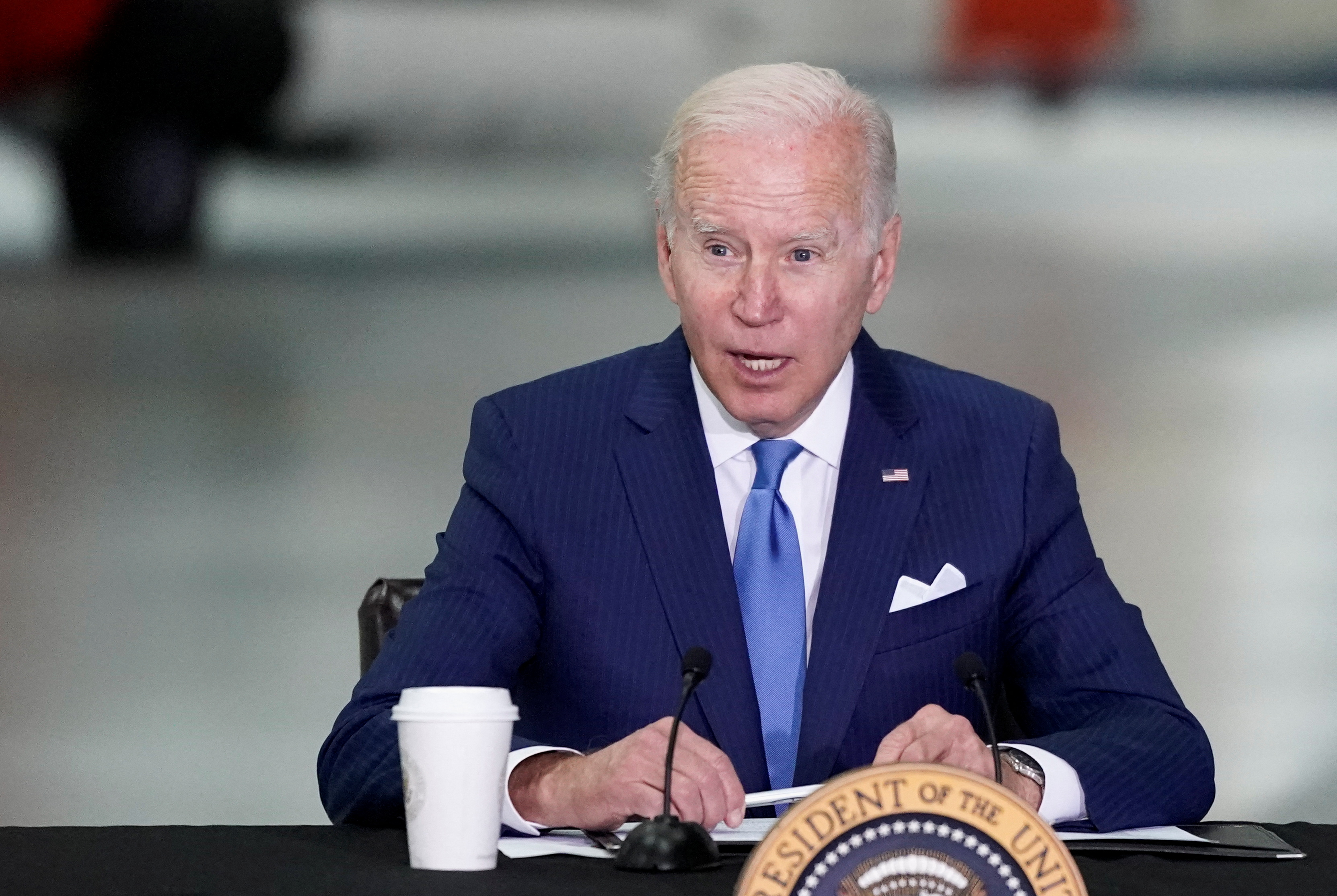 U.S. President Biden joins a briefing on efforts to prepare and respond to future hurricanes