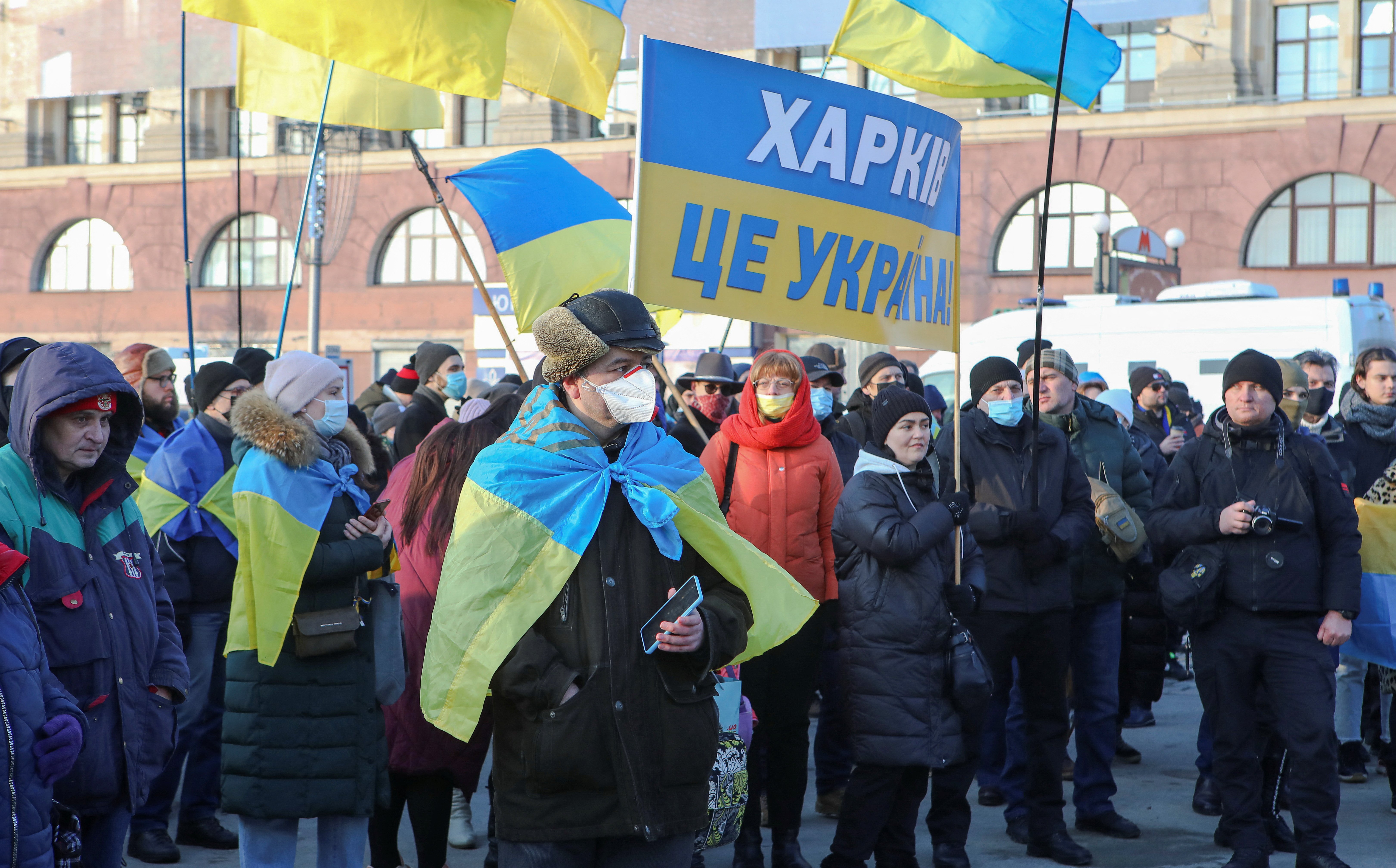 Ukrainians take part in Unity March in Kharkiv