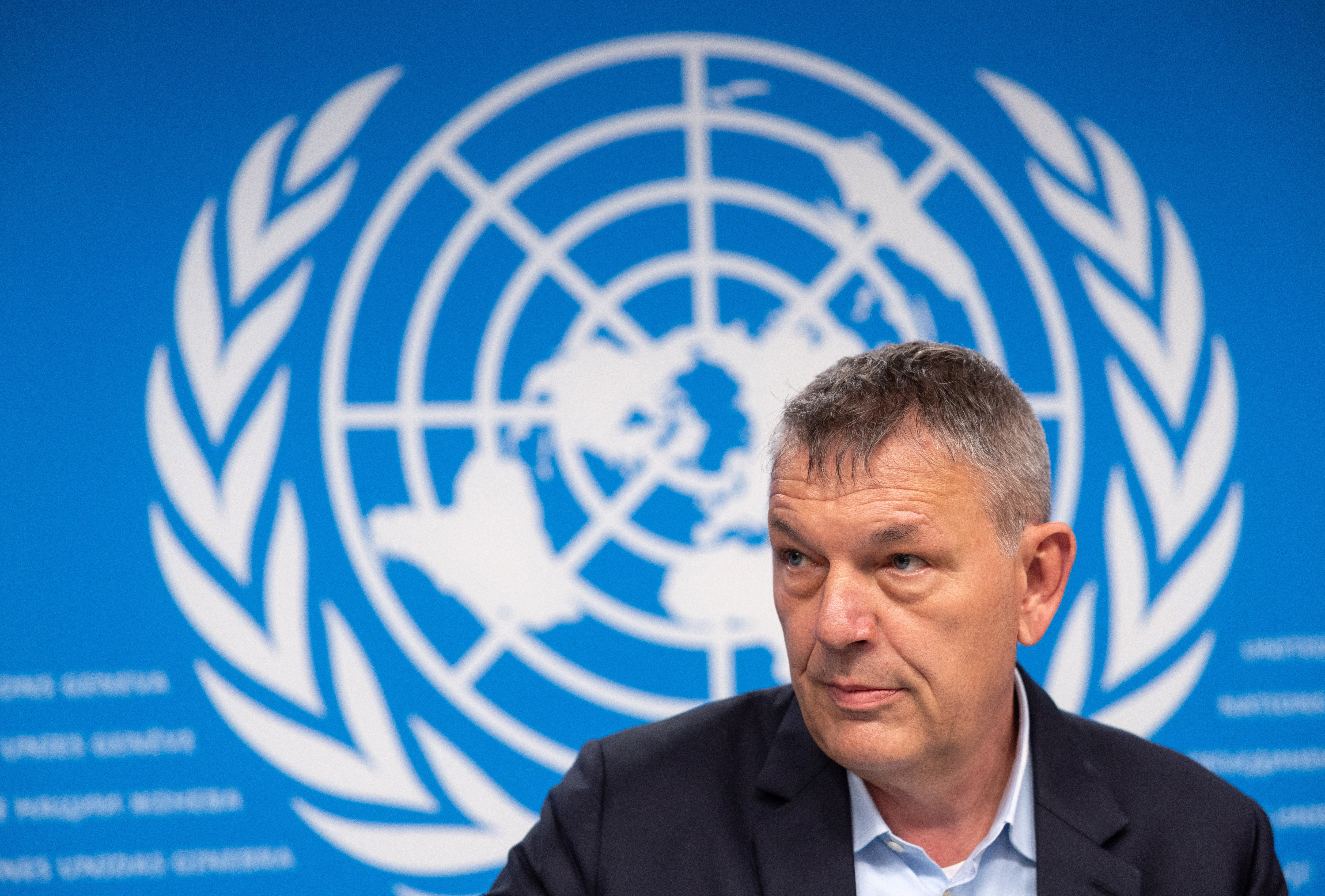 UNRWA Commissioner-General Lazzarini attends a briefing in Geneva