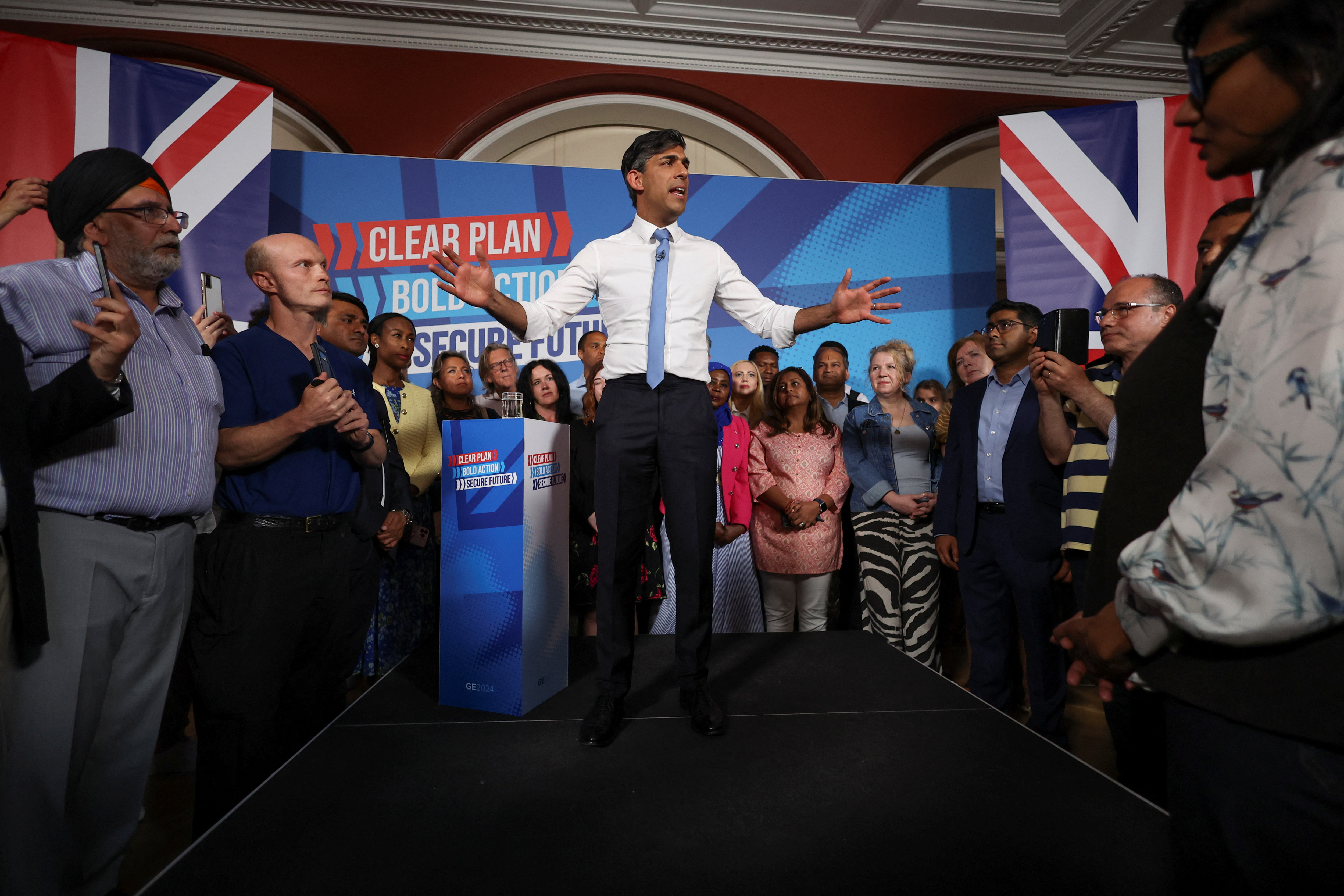 British PM Sunak attends a Conservative general election campaign event, in London