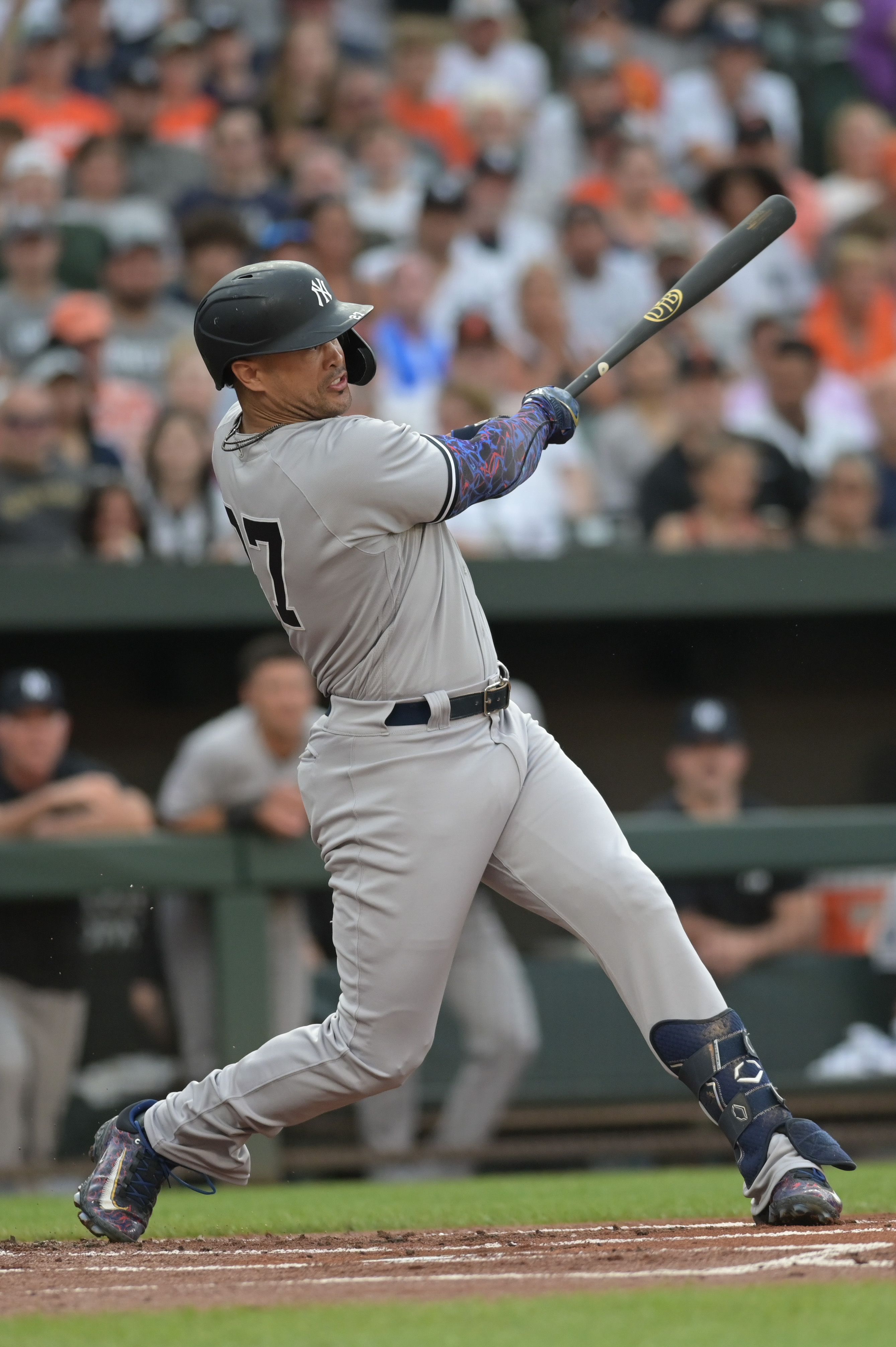 Baltimore, United States. 16th Apr, 2022. Baltimore Orioles shortstop Ramon  Urias (R) is called out on a strike as New York Yankees catcher Kyle  Higashioka (L) gestures during the seventh inning of