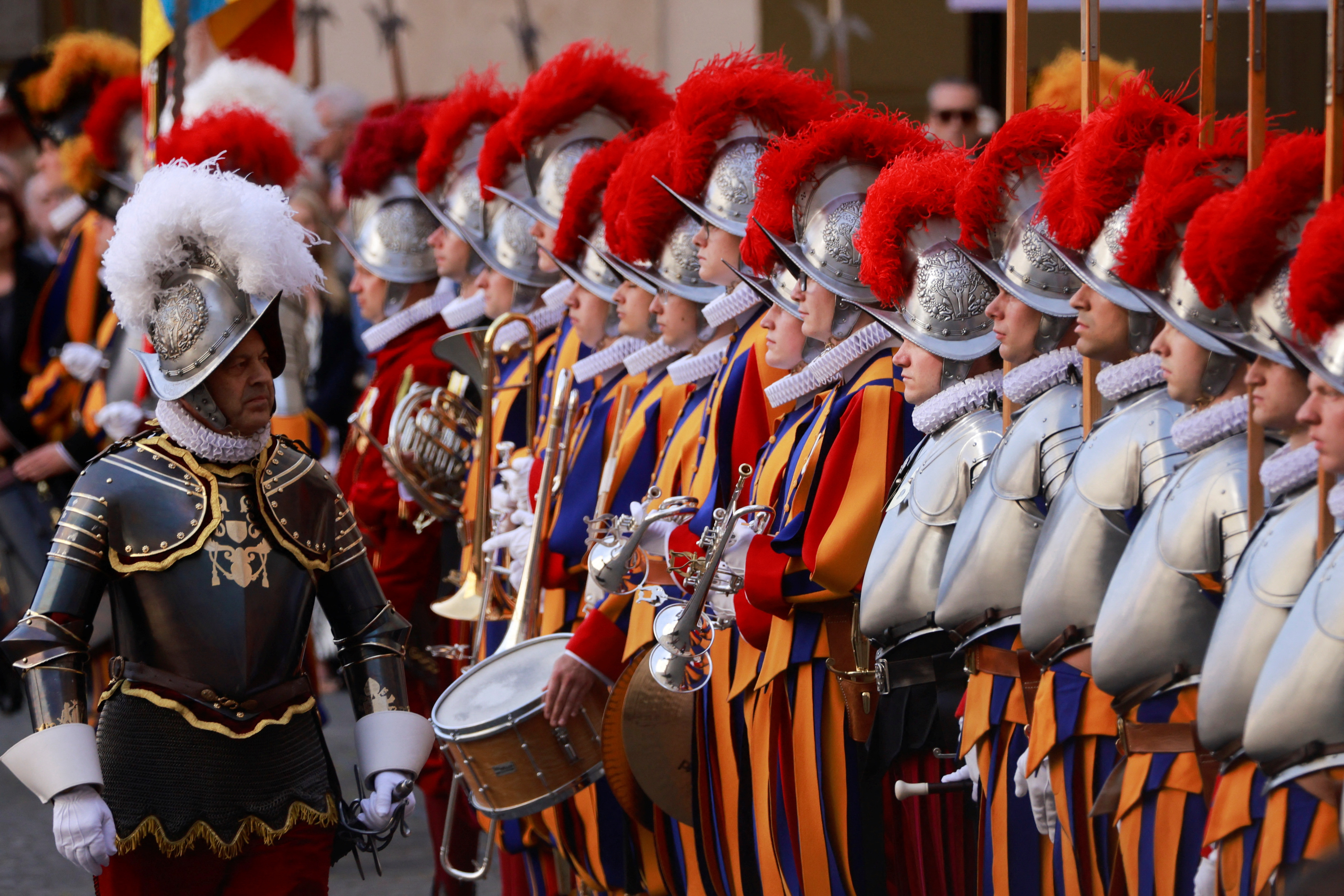Swiss Guards attend their swearing-in ceremony at the Vatican