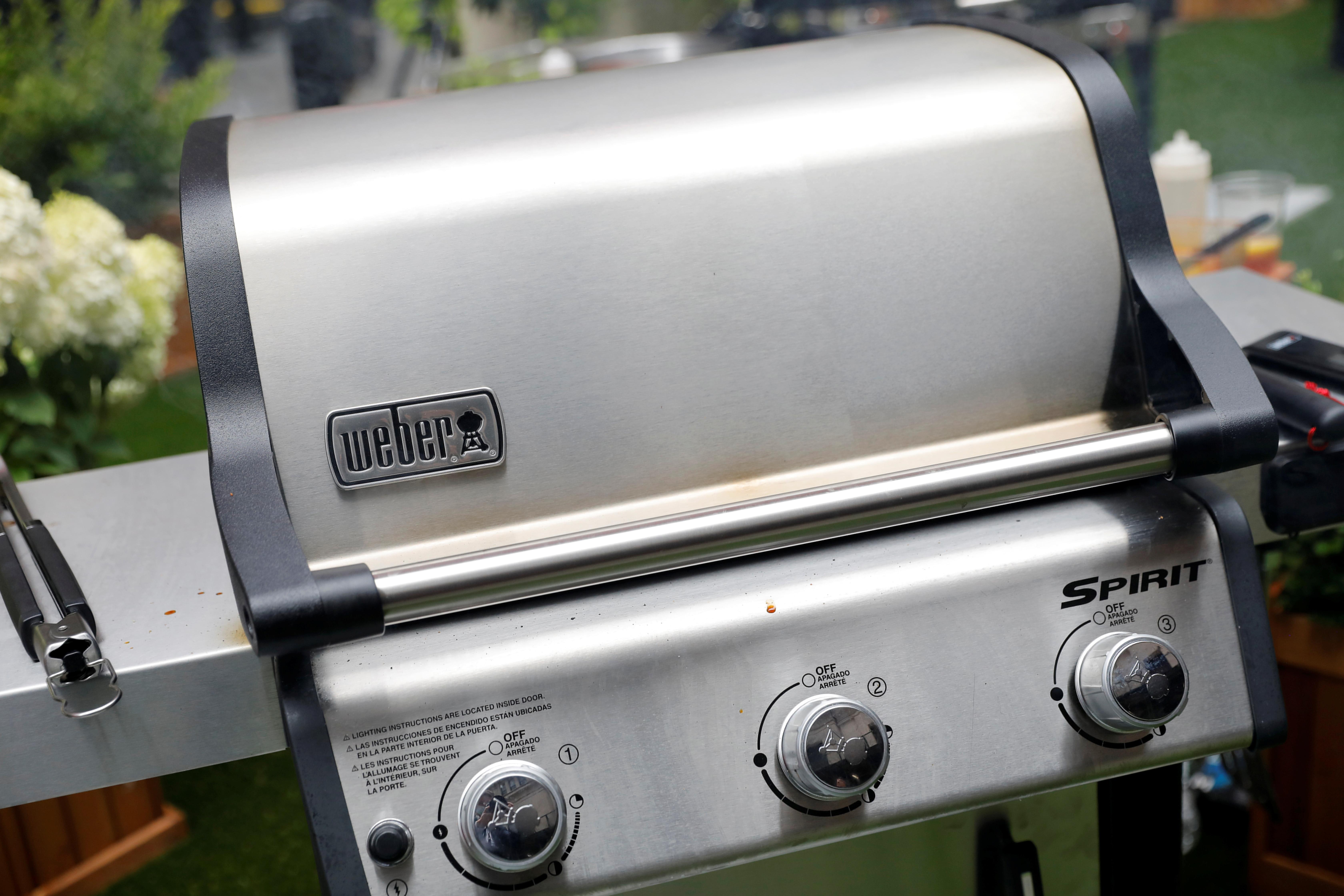 A Weber grill is seen outside the New York Stock Exchange (NYSE) as Weber Inc. celebrated their initial public offering (IPO) in Manhattan, New York City