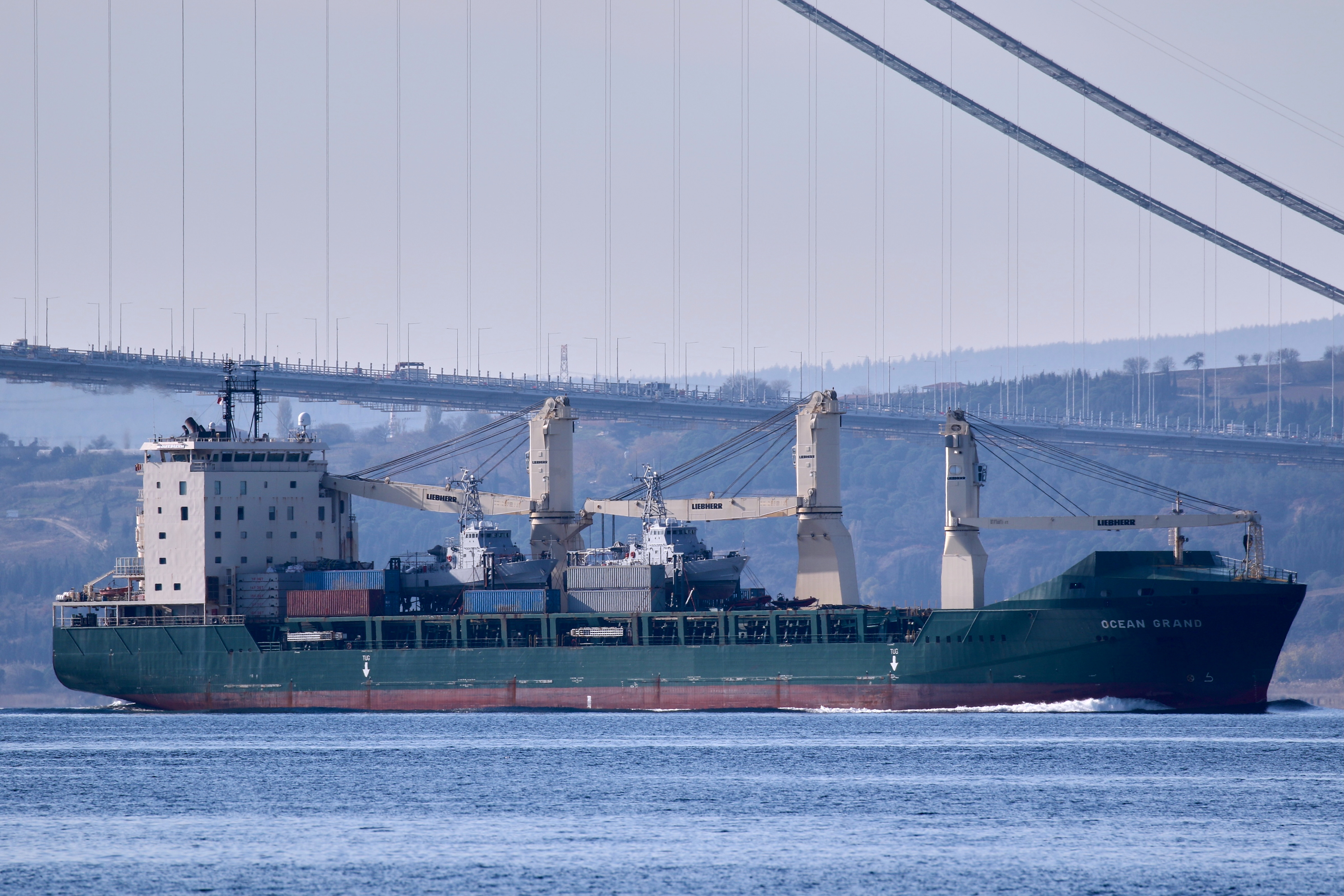 U.S. flagged general cargo ship Ocean Grand sails in the Dardanelles