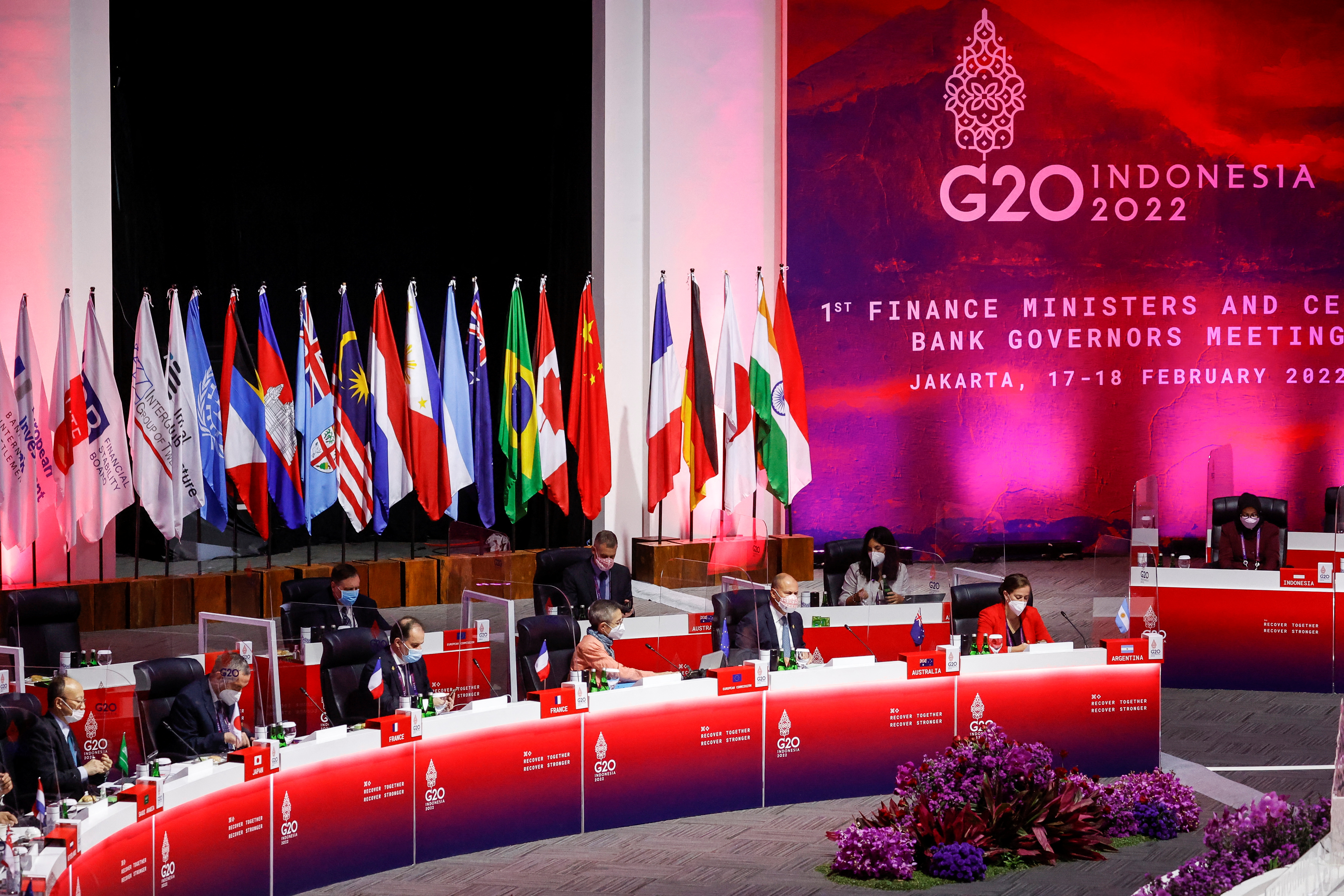 A general view of the opening ceremony of the G20 finance ministers and central bank governors meeting in Jakarta