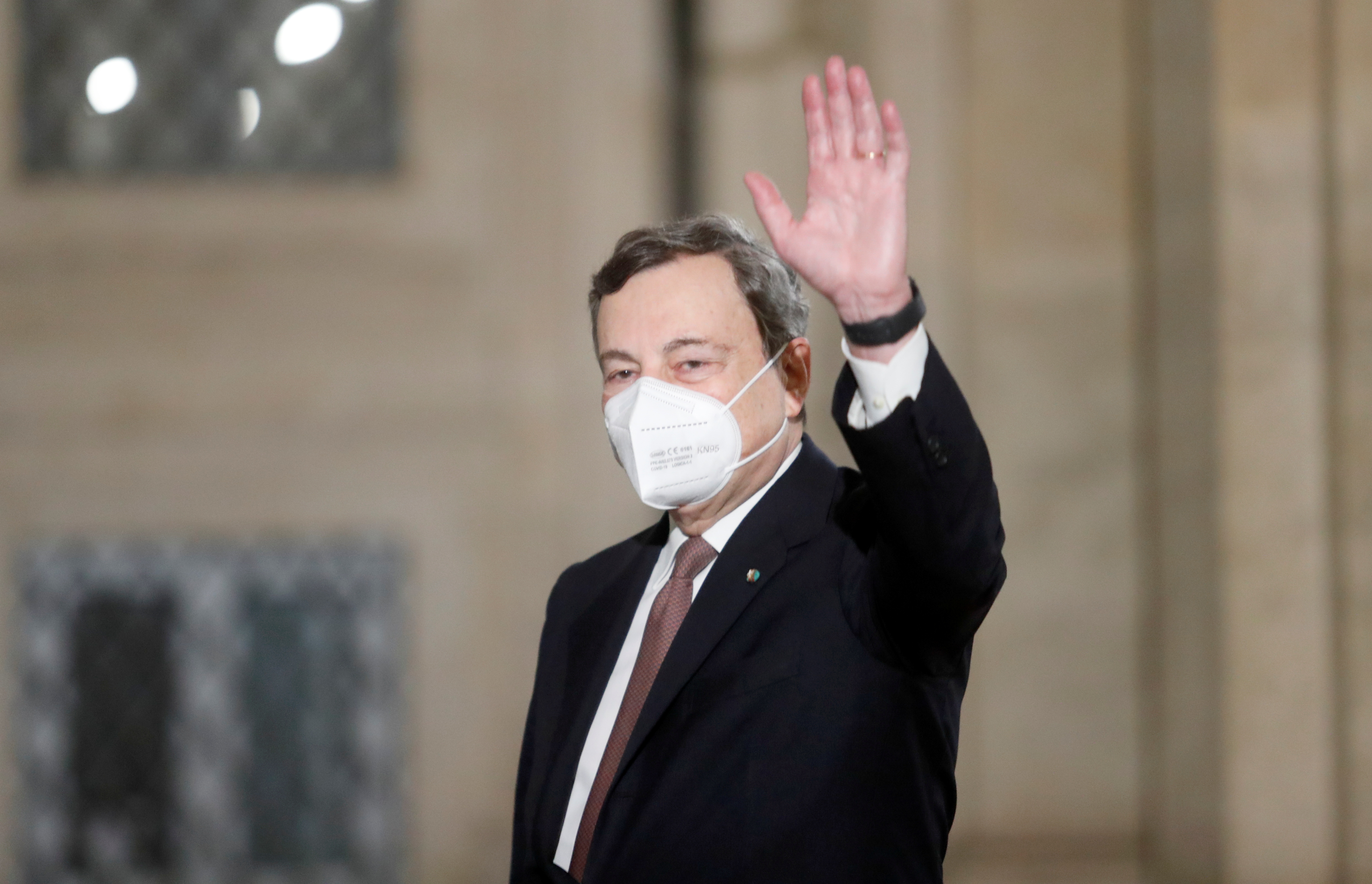 Incoming Italian Prime Minister Mario Draghi leaves after a meeting with Italian President Sergio Mattarella in Rome