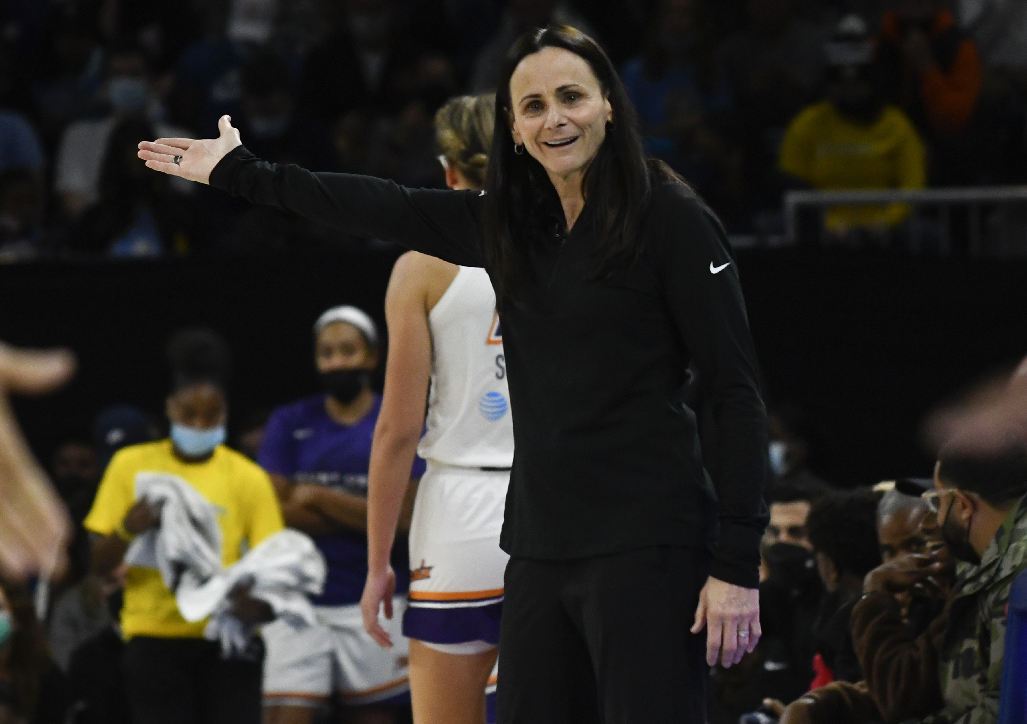 Oct 15, 2021; Chicago, Illinois, USA; Phoenix Mercury head coach Sandy Brondello during the second half of game three of the 2021 WNBA Finals against the Chicago Sky at Wintrust Arena. Mandatory Credit: Matt Marton-USA TODAY Sports