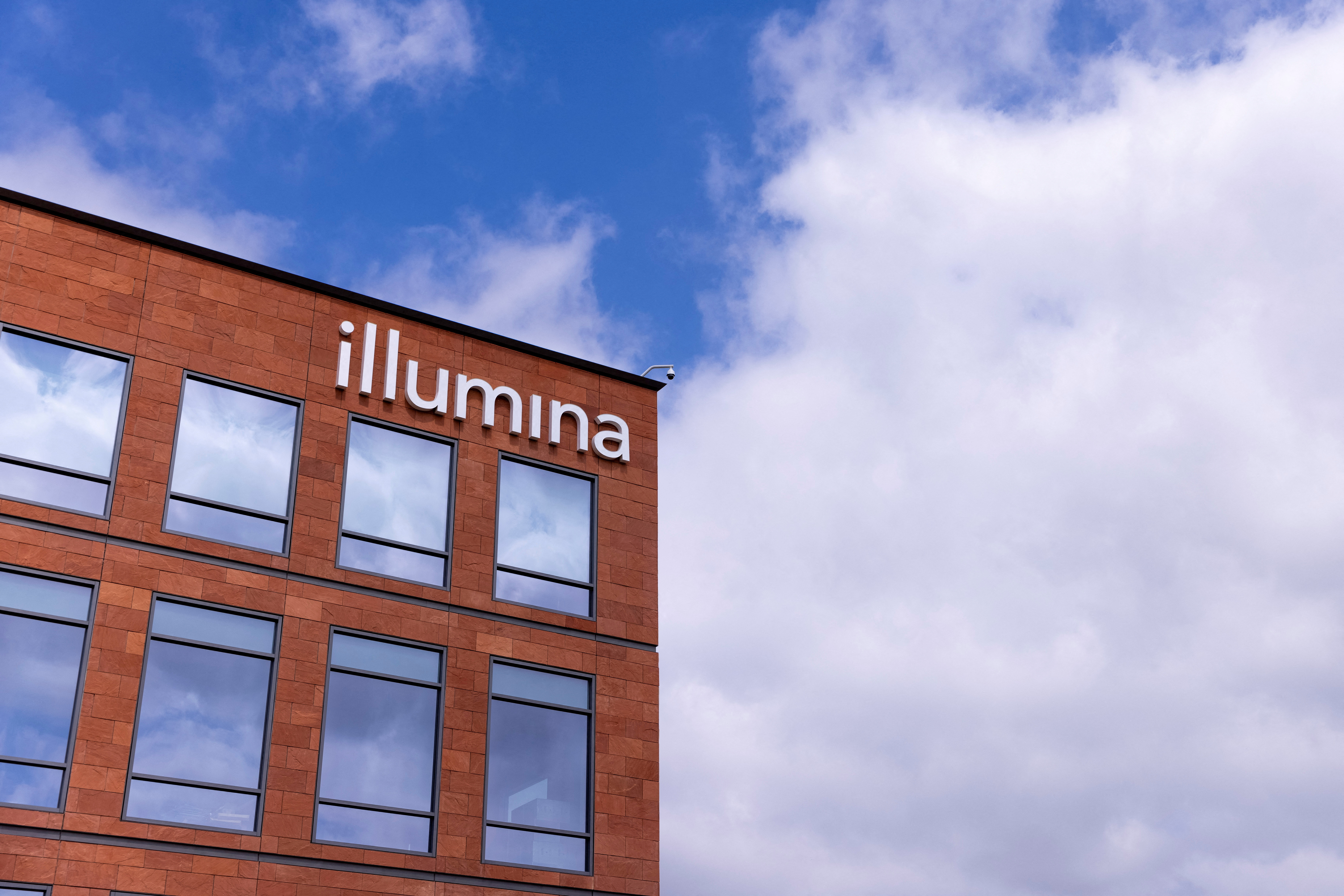 A building on the campus at the world headquarters of Illumina is shown in San Diego