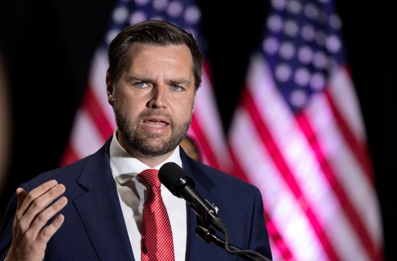 Republican vice presidential nominee Senator JD Vance holds a press conference in Philadelphia