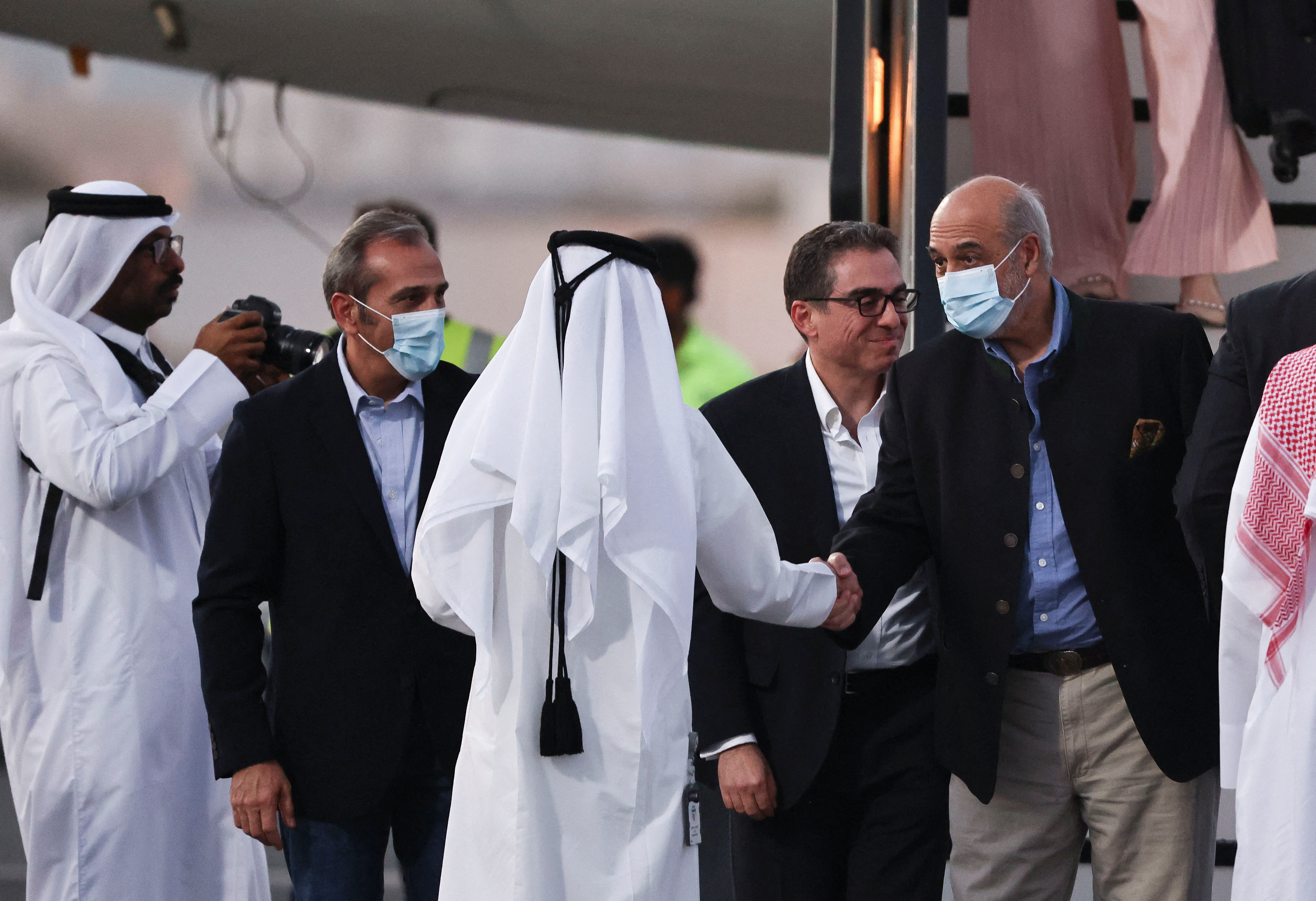 Americans released in a swap deal between the U.S. and Iran arrive in Doha
