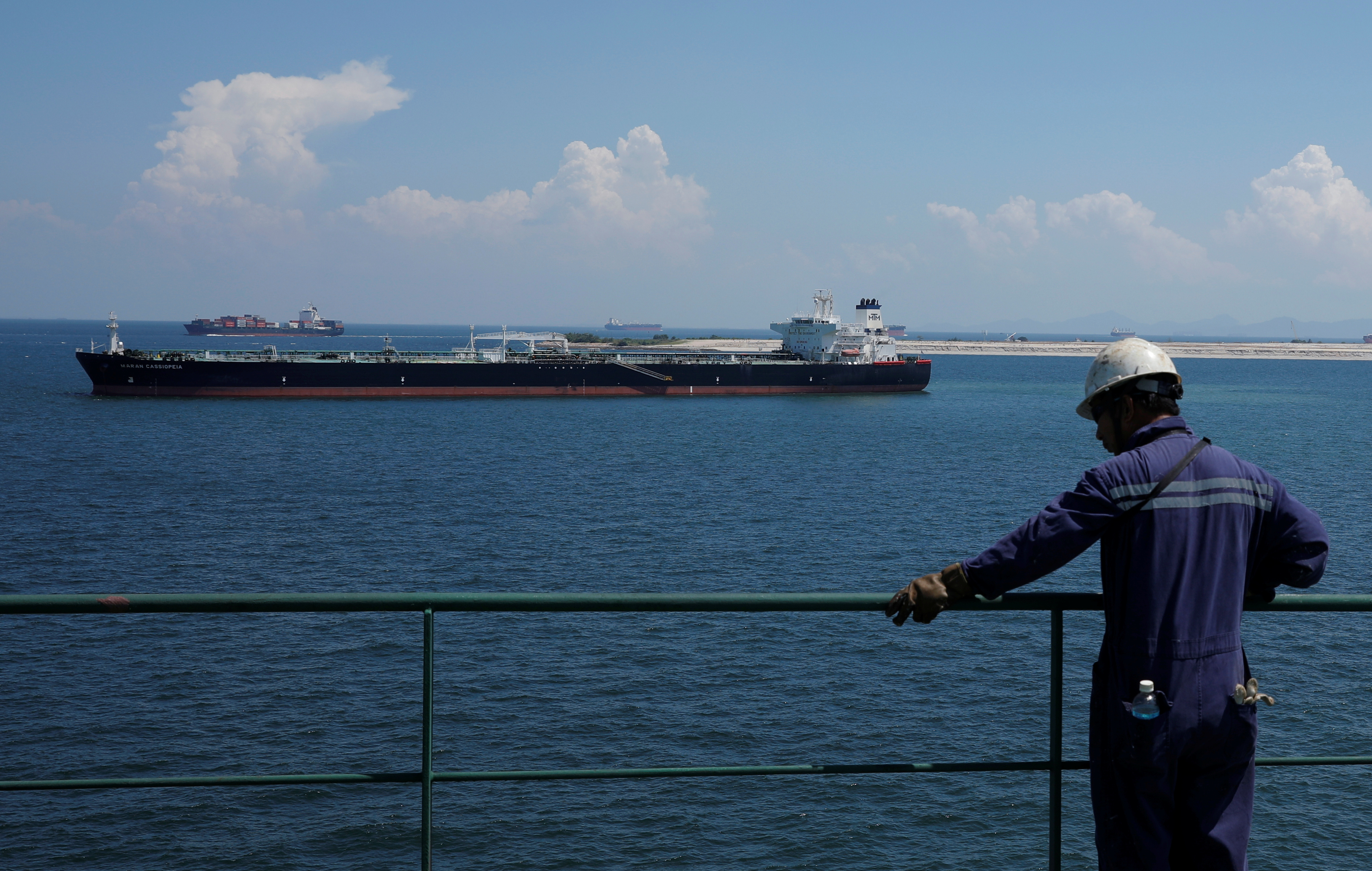 FILE PHOTO - Crude oil tanker Maran Cassiopeia is pictured in the waters off Tuas in Singapore