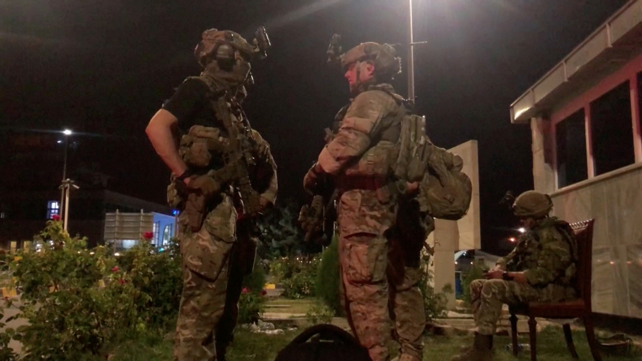 Troops keep watch at Kabul airport